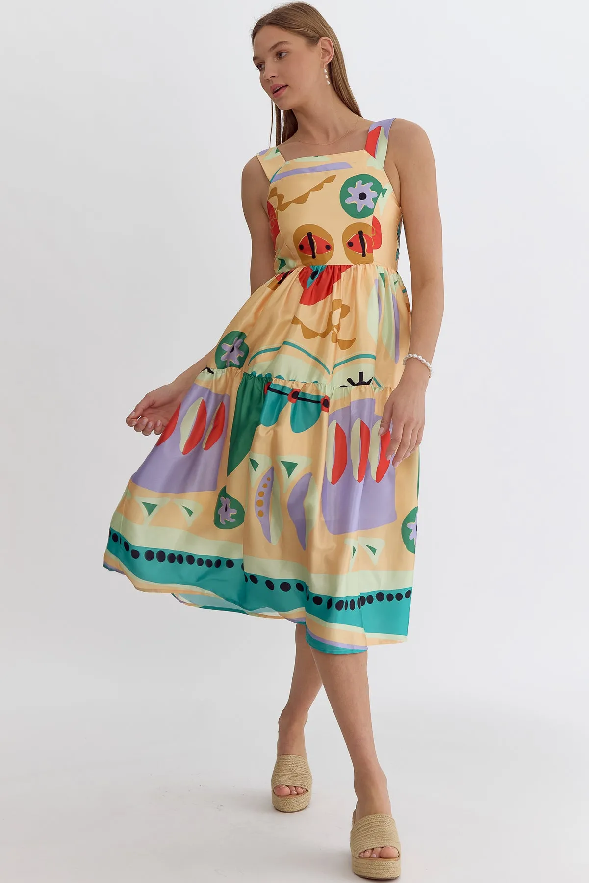 Abstract Maxi Dress In Natural