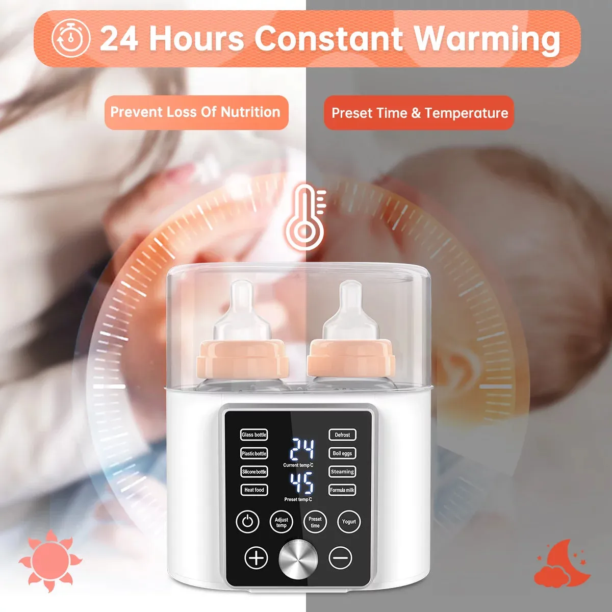 Baby Bottle Warmer, 9-In-1 Fast Milk Warmer Babies Food Heater & Defrost