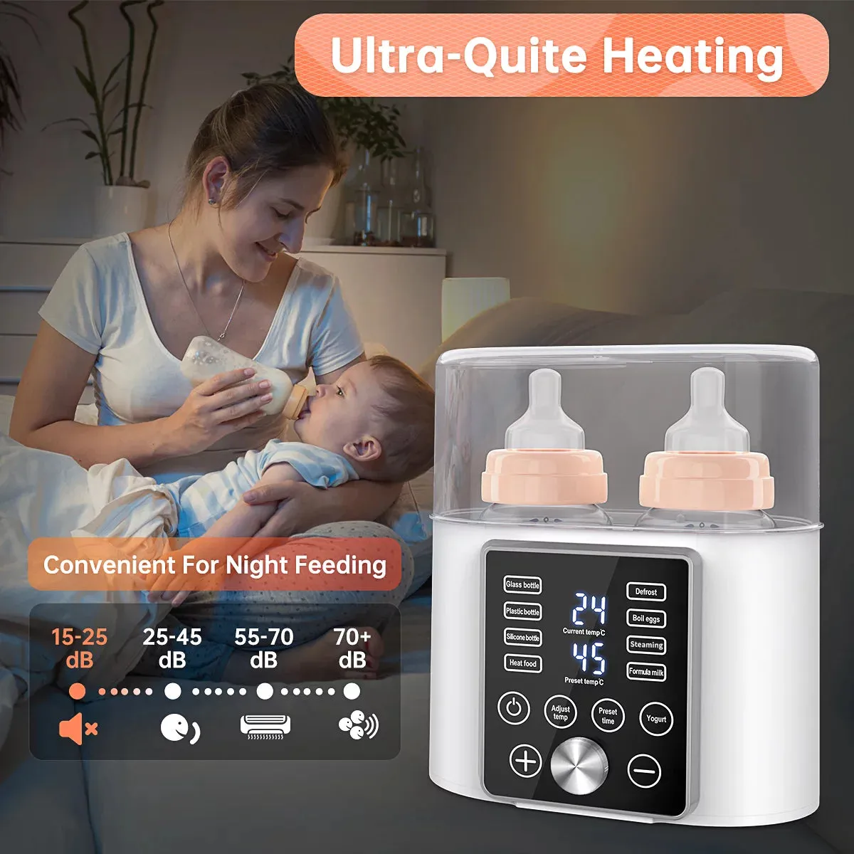 Baby Bottle Warmer, 9-In-1 Fast Milk Warmer Babies Food Heater & Defrost