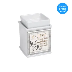 Believe In Possibilities Ceramic Slate Grey Interchangeable Photo Frame Candle Wax Oil Warmer