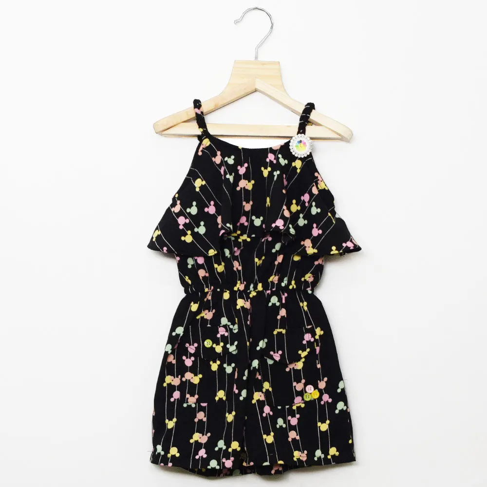 Black Mickey Mouse Icon Sleevesless Jumpsuit