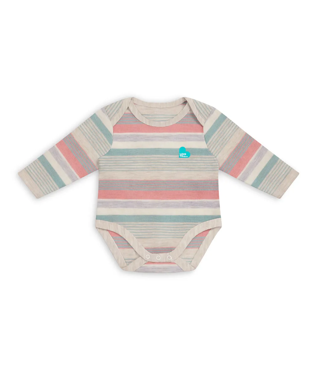 Bodysuit Long Sleeve Merino Olive Stripe