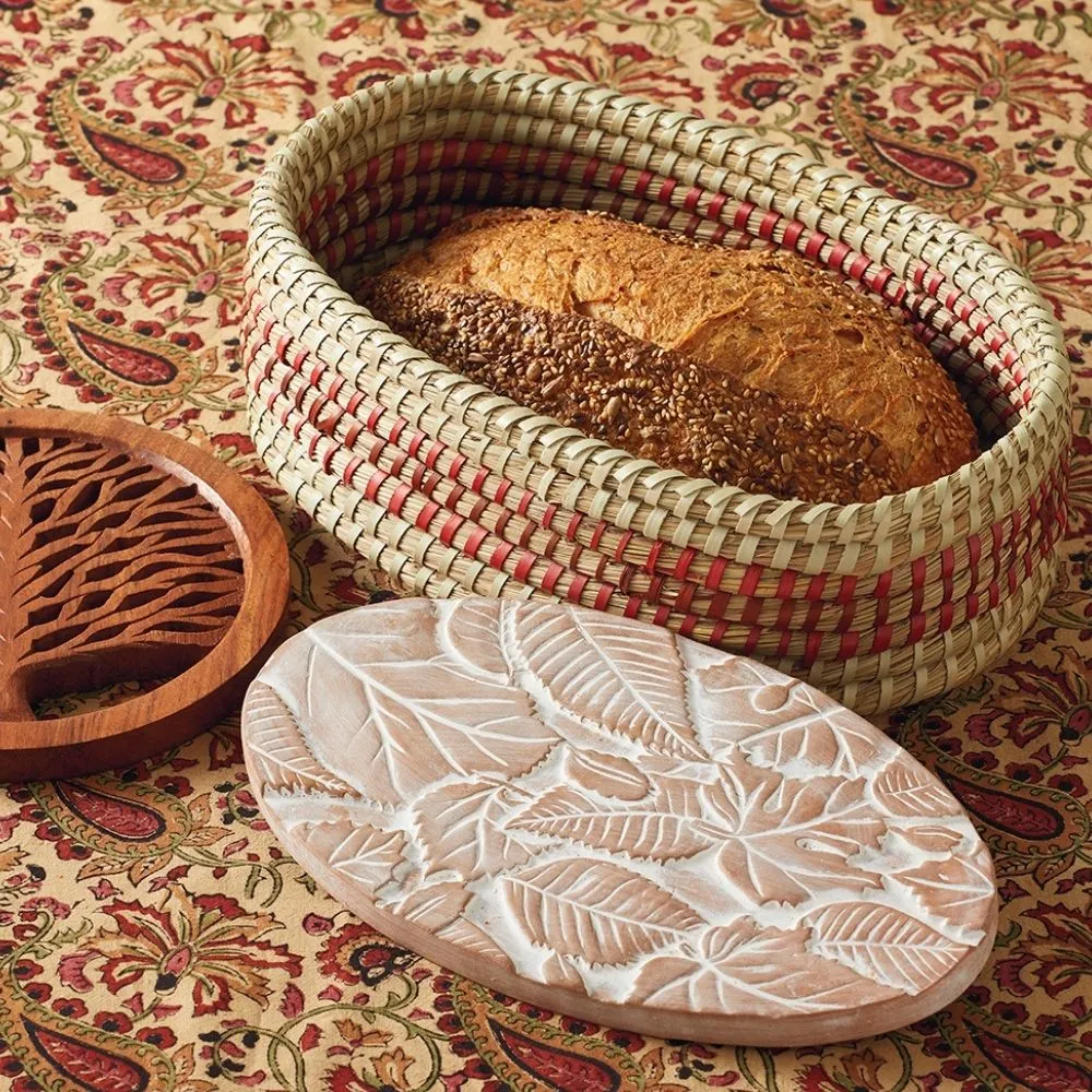 Bread Warmer Basket Set - Forest Leaves