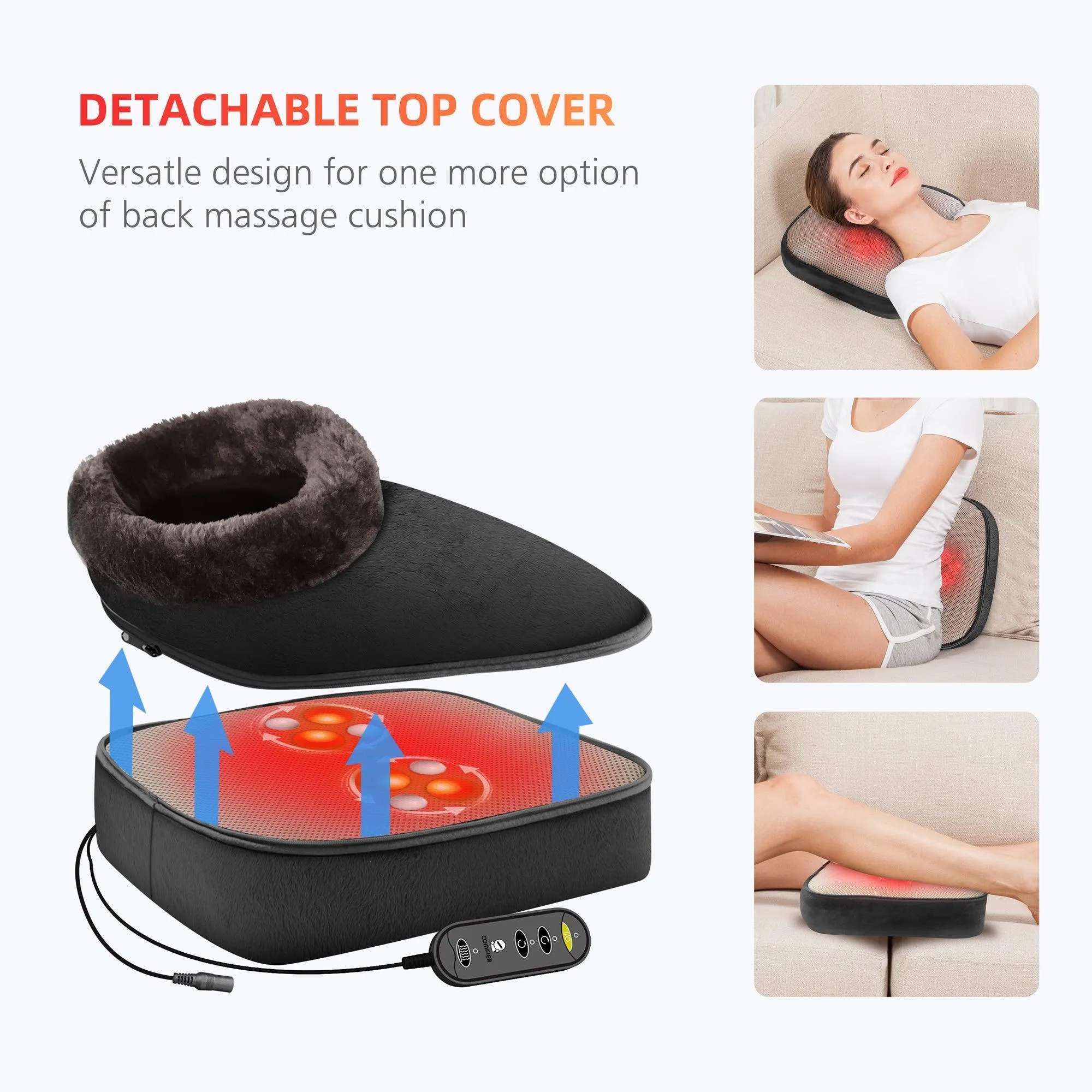 Comfier Shiatsu Foot Massager with Heat, Foot Warmer with Heating Pad (Black) --5202S-BL