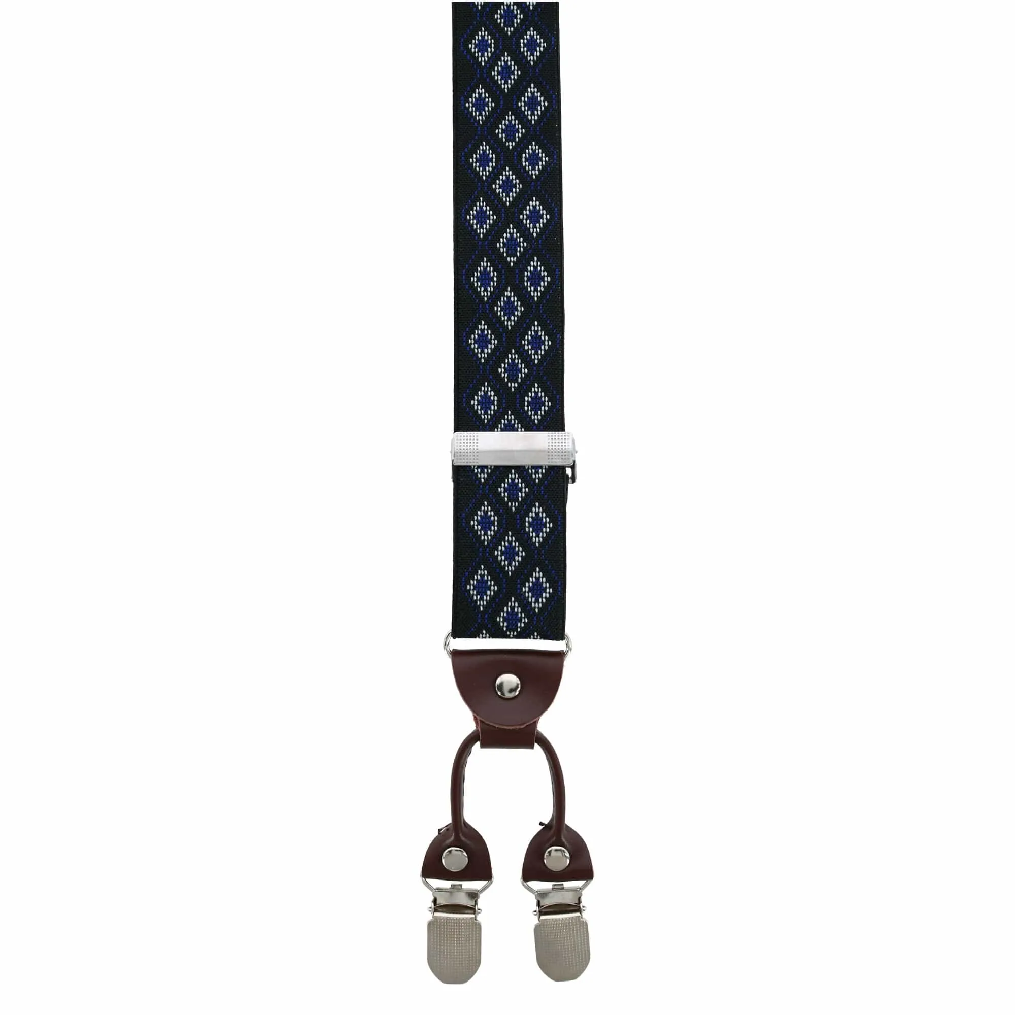 CTM® Men's 1.375 Inch Wide Diamond Print Double Clip-End Suspenders