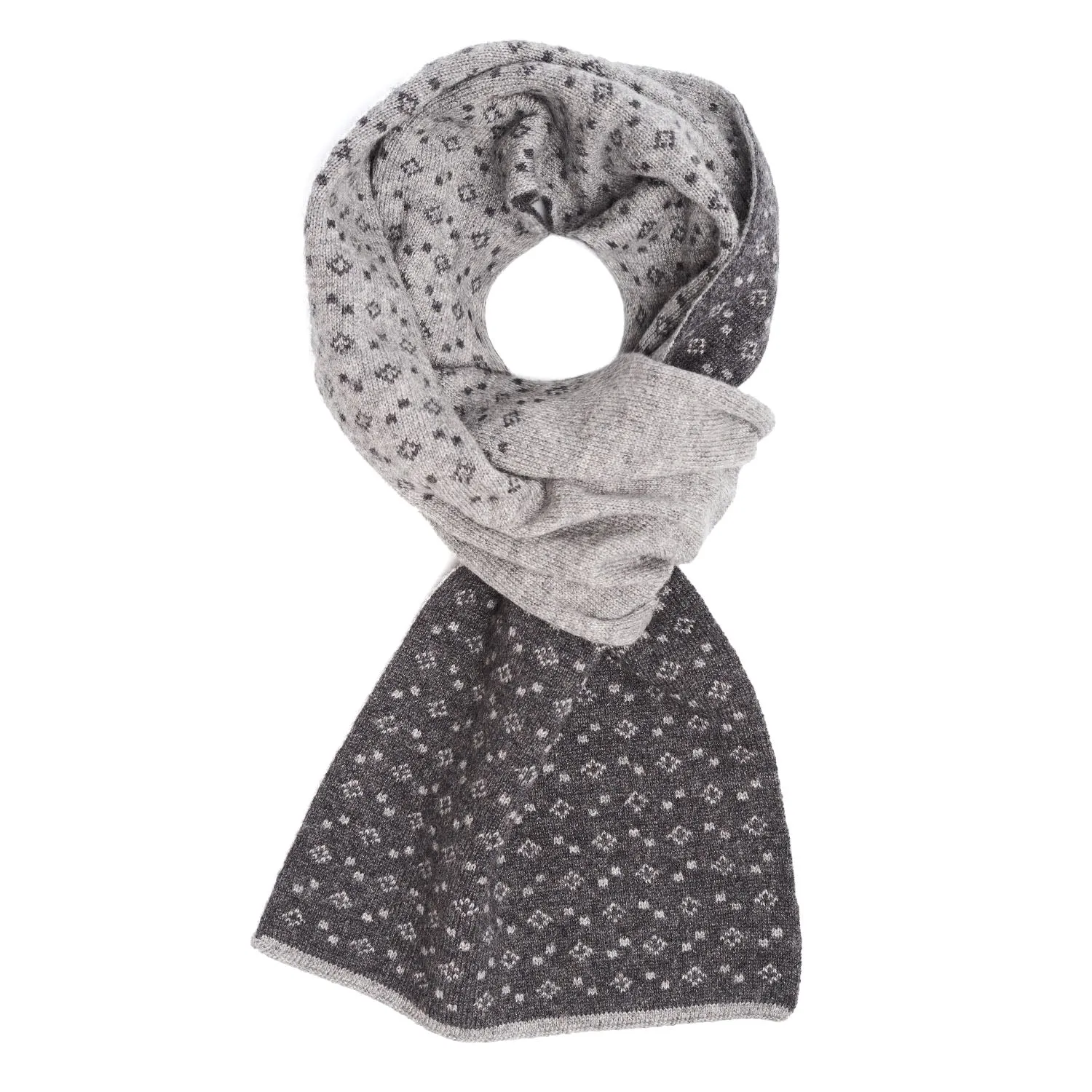 DARK AND LIGHT GREY TWO-TONE CASHMERE NECK WARMER