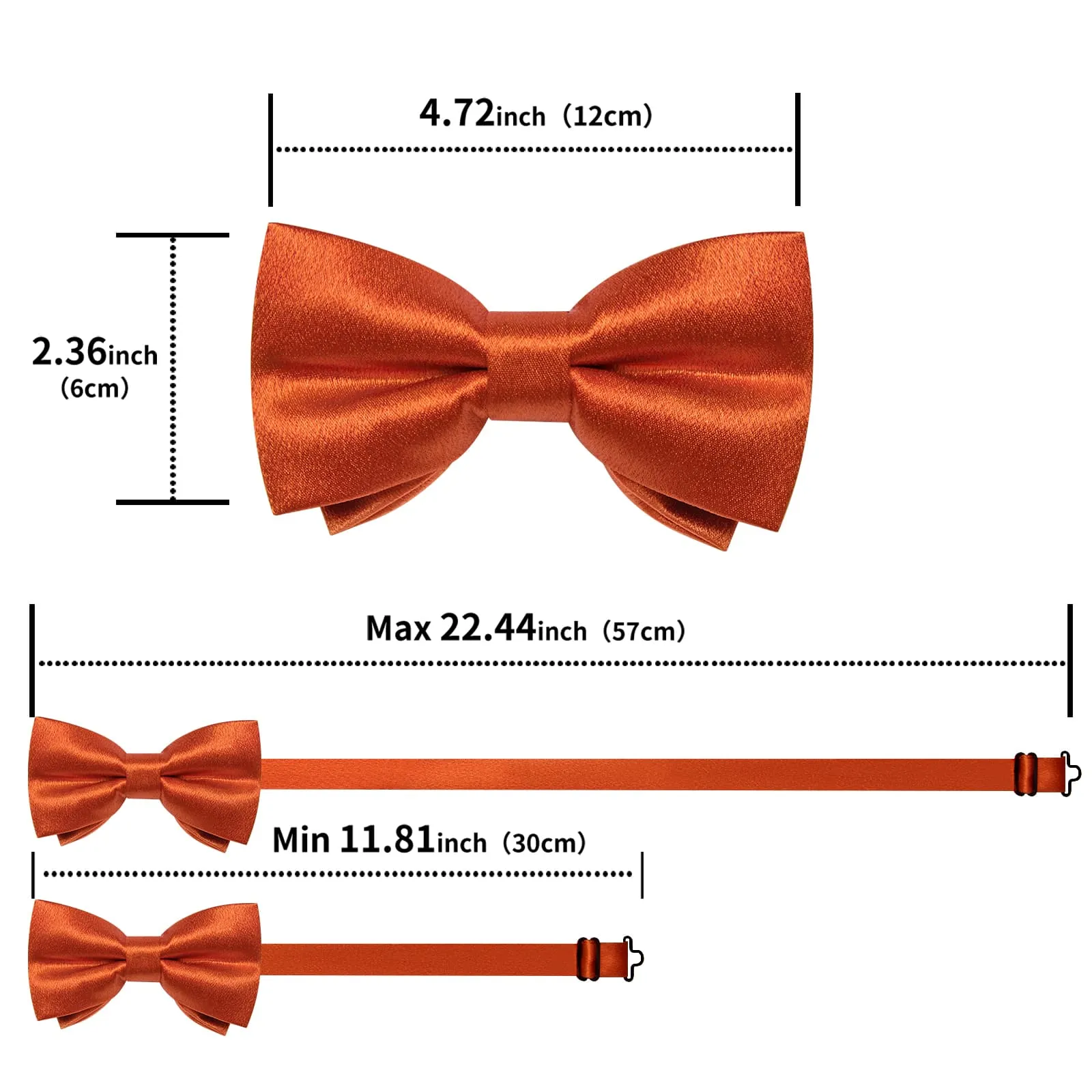 DiBanGu Silk Bow Tie Shining Fire Orange Solid Mens Pre-Tied Bowtie Handkerchief Cufflinks Set