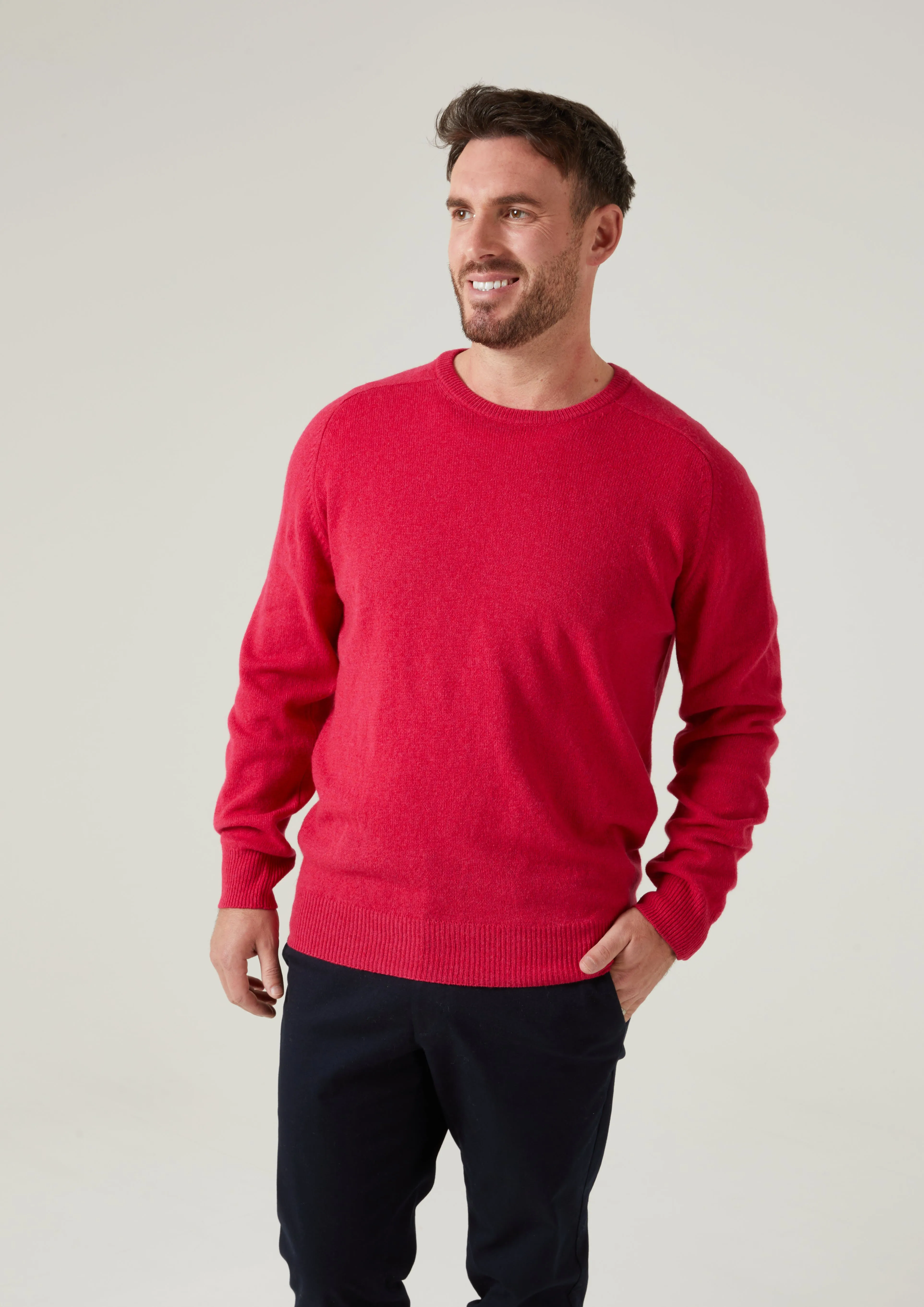 Dorset Men's Lambswool Jumper in Raspberry - Classic Fit