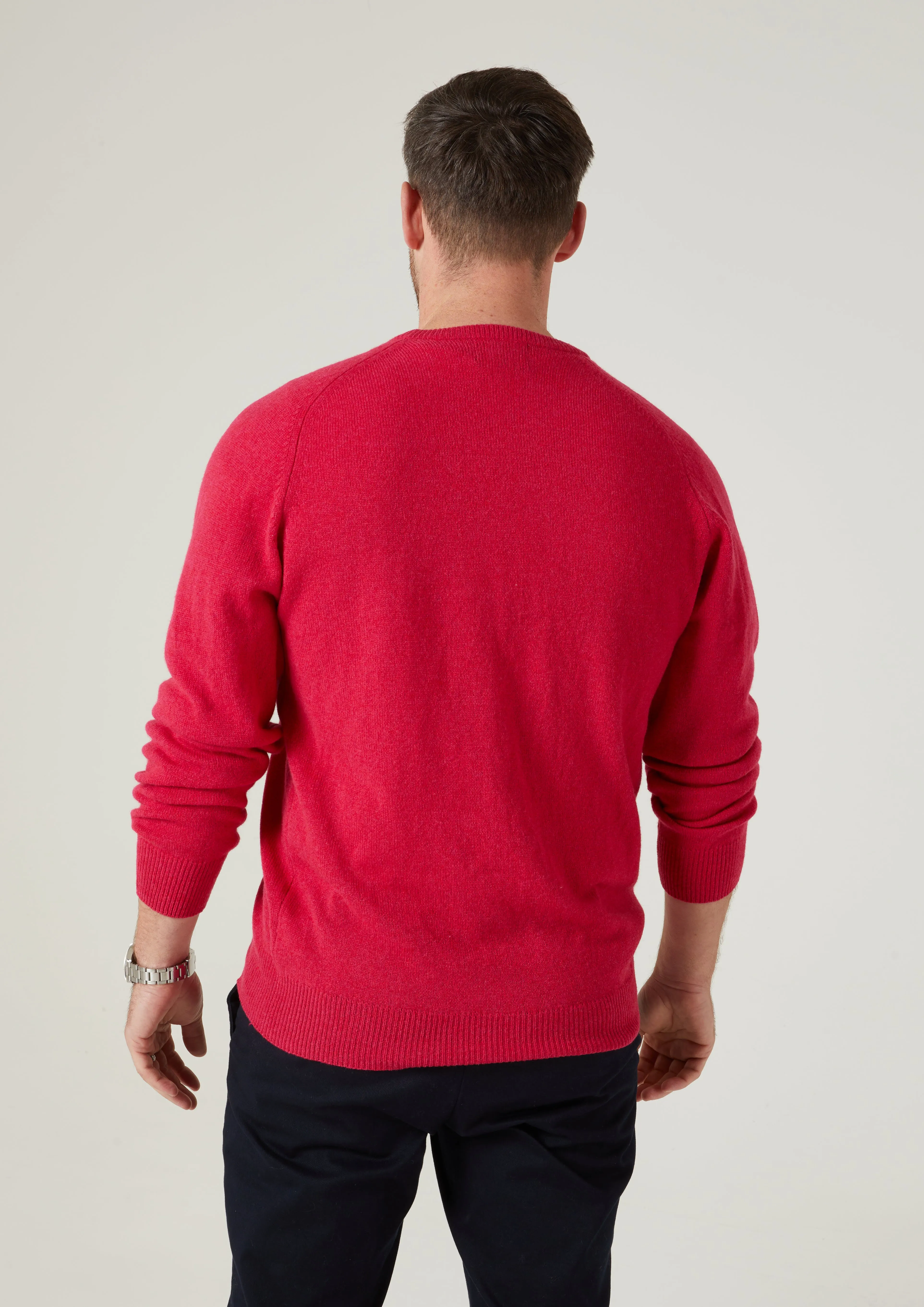 Dorset Men's Lambswool Jumper in Raspberry - Classic Fit