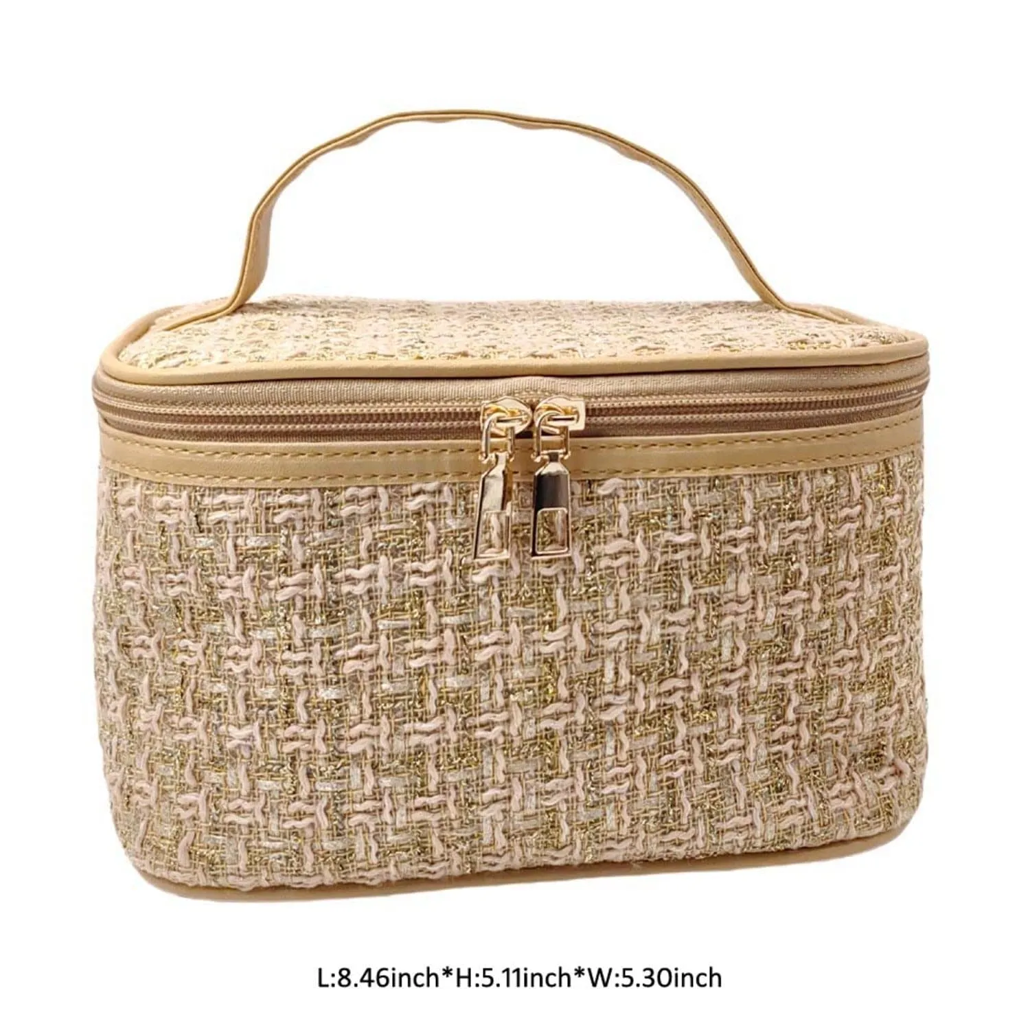 EG10305 Tweed Double Zip Cosmetic Bag