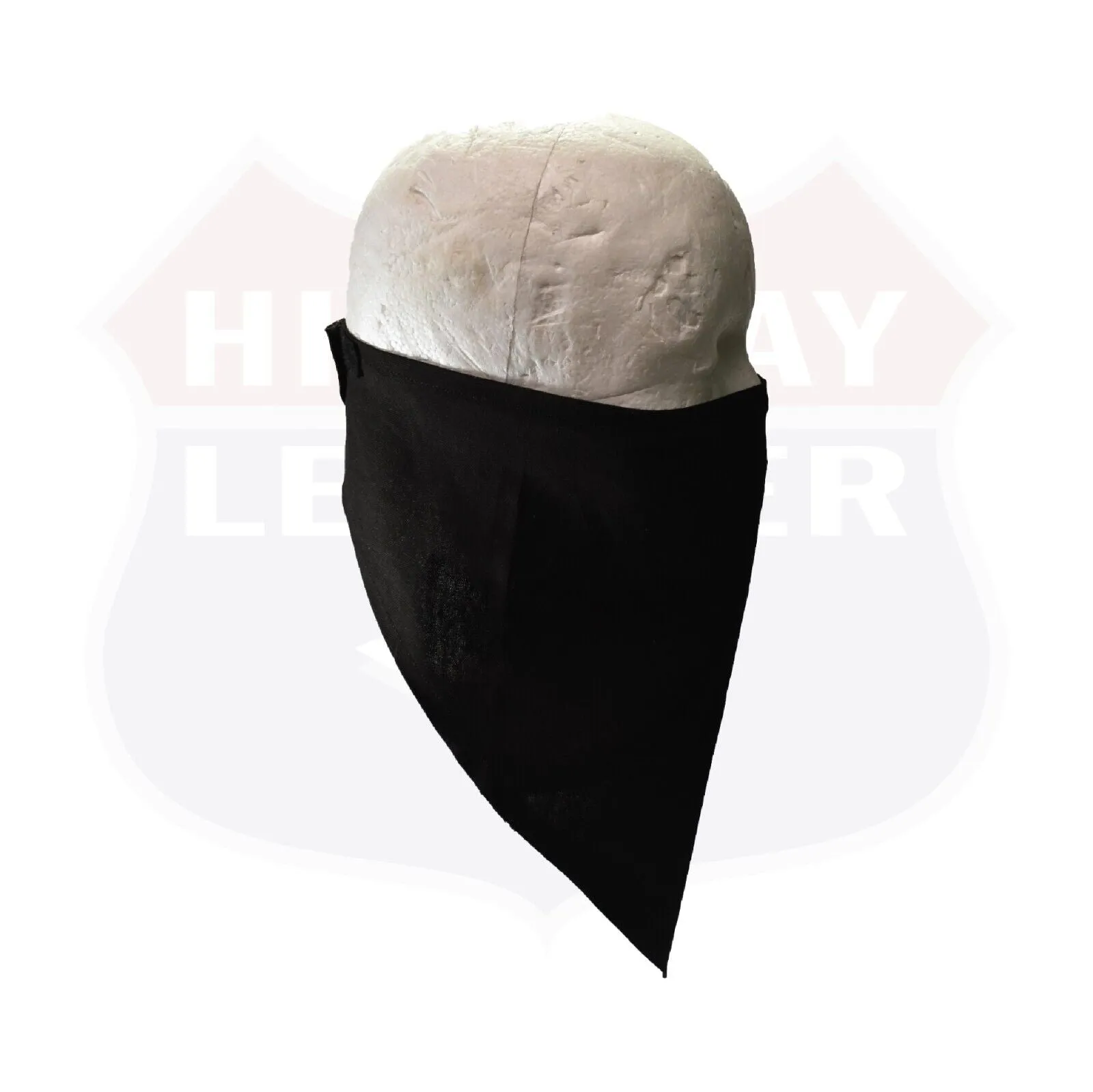 HL80302BLACK Face Mask Black Cotton Bandana Biker Facemask Triangle Headband Neck Ride Scarf