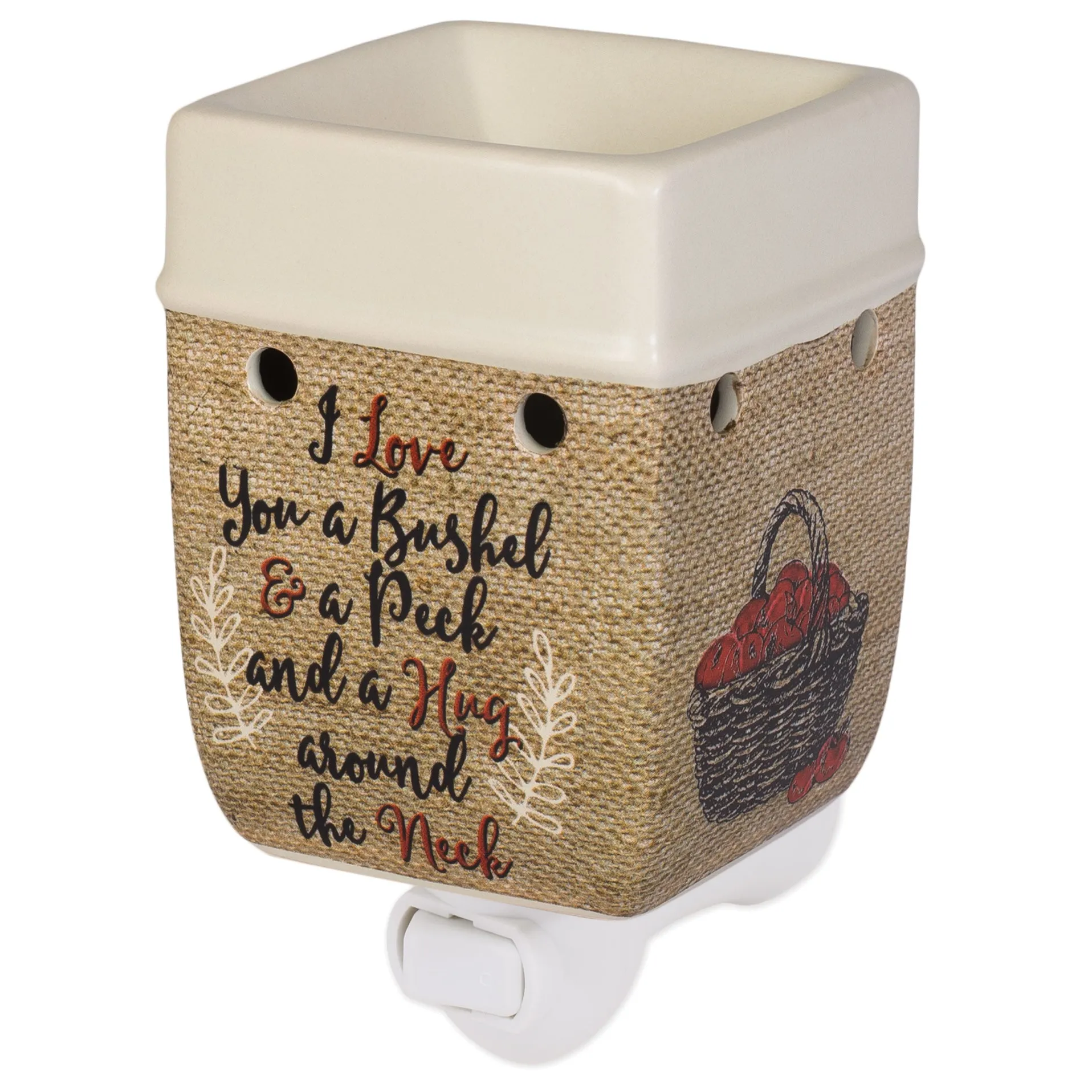 I Love You A Bushel A Peck Burlap Apples Cream Ceramic Stone Plug-in Warmer