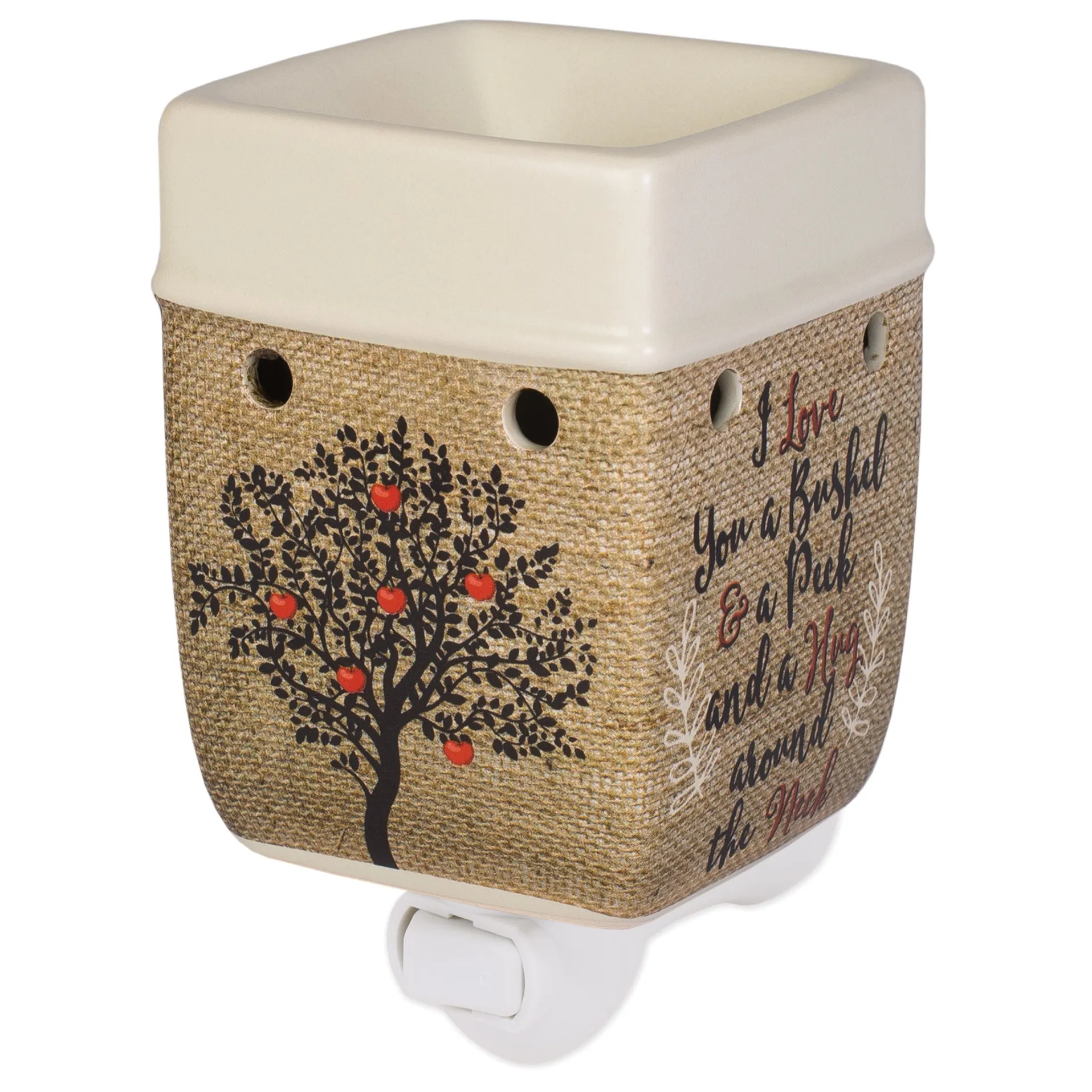 I Love You A Bushel A Peck Burlap Apples Cream Ceramic Stone Plug-in Warmer