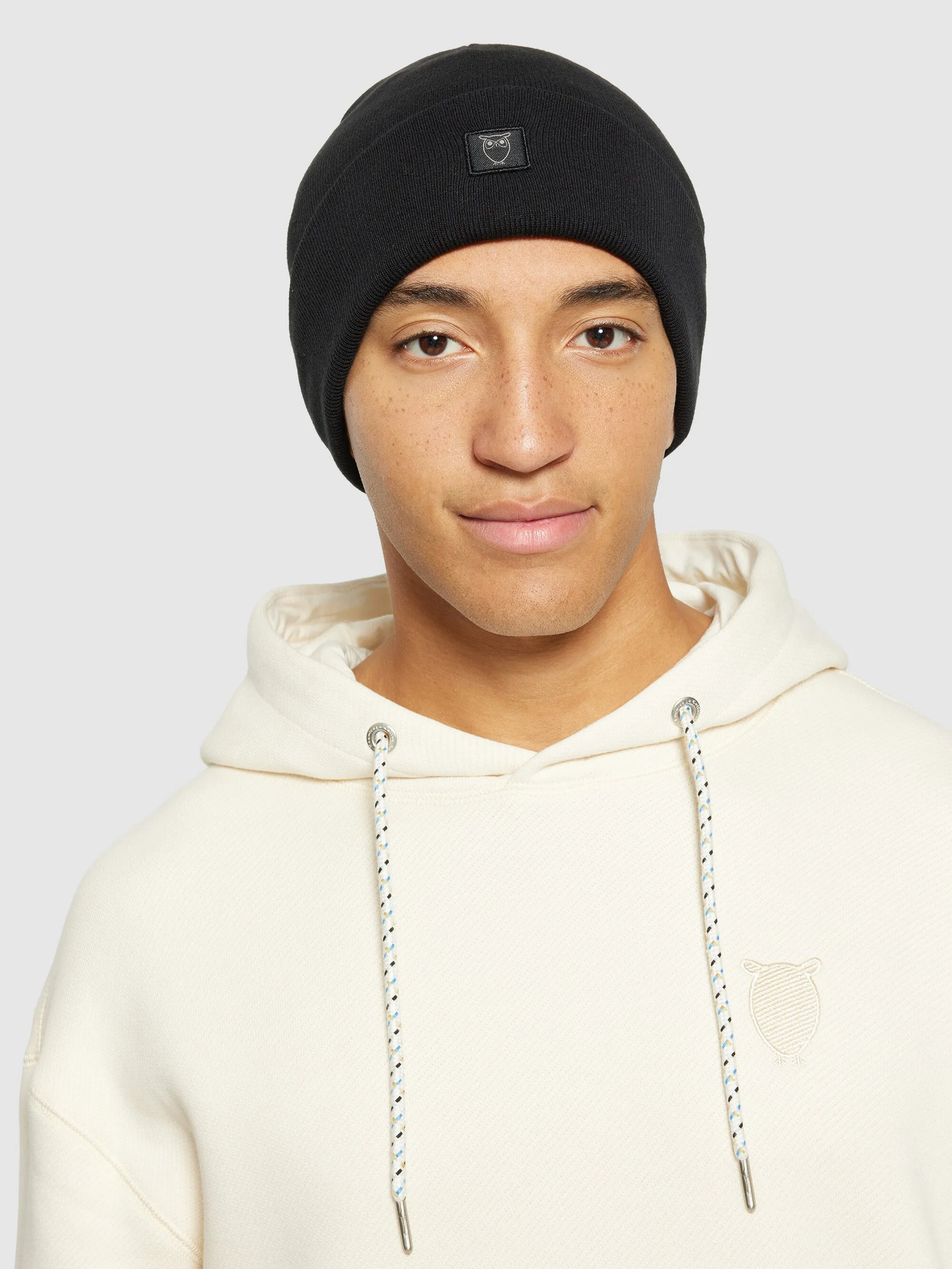 Knitted rib beanie - Black Jet