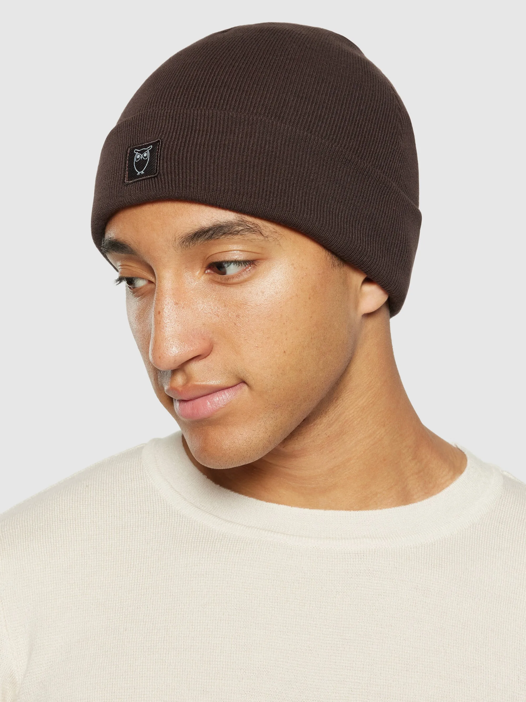 Knitted rib beanie - Chocolate Plum