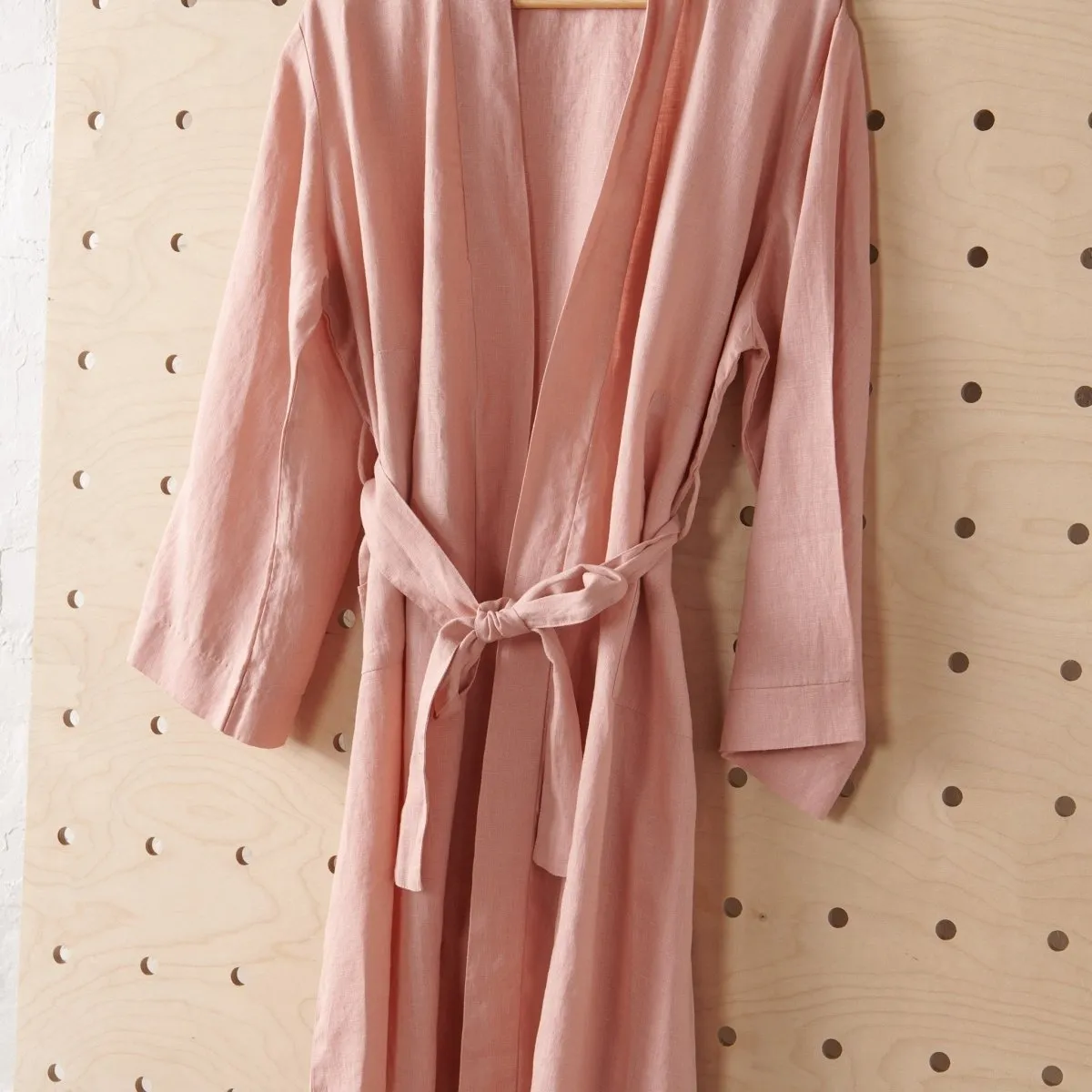 Linen Bathrobe - Pink (Long)