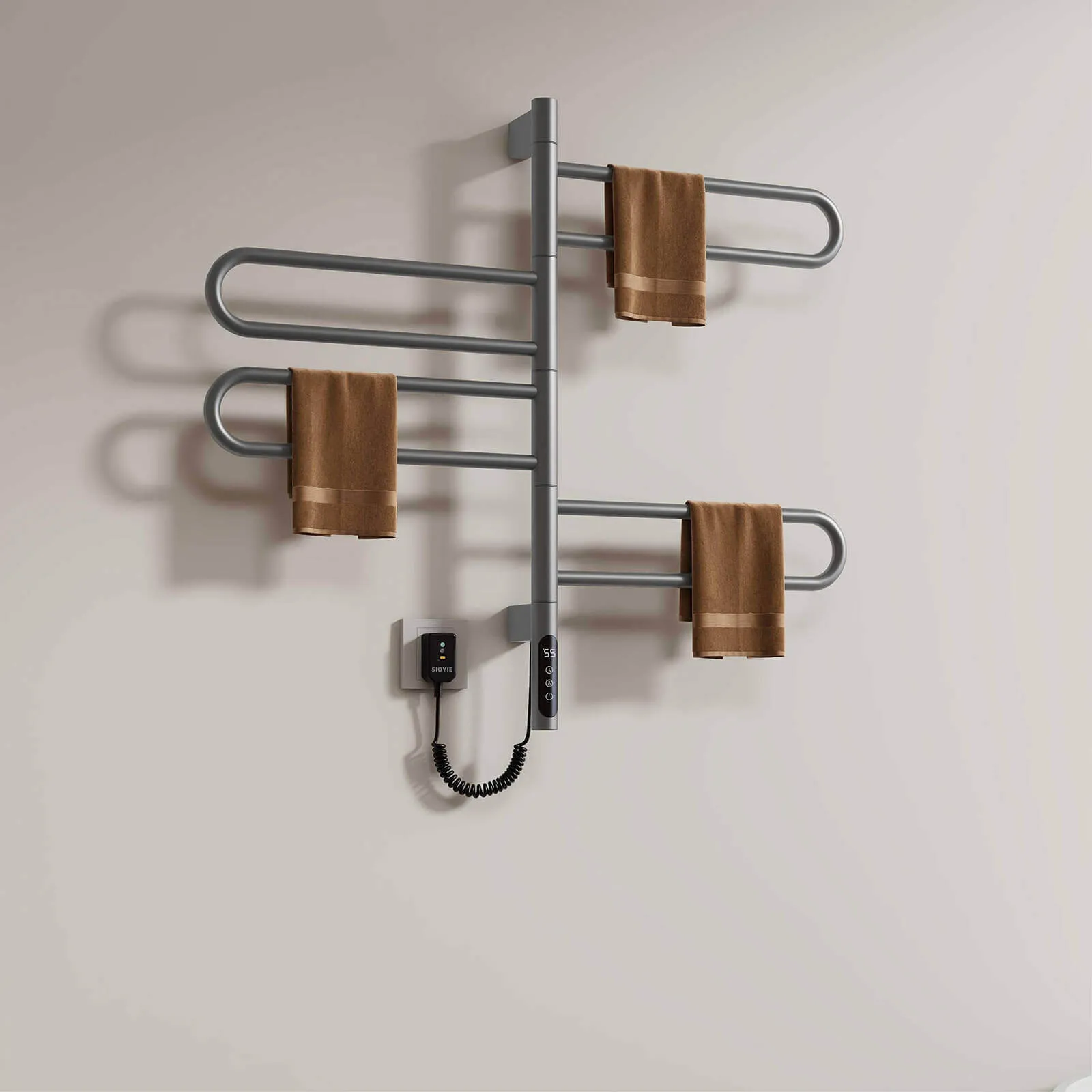 Modern Gray Wall Mounted Bathroom Towel Warmer