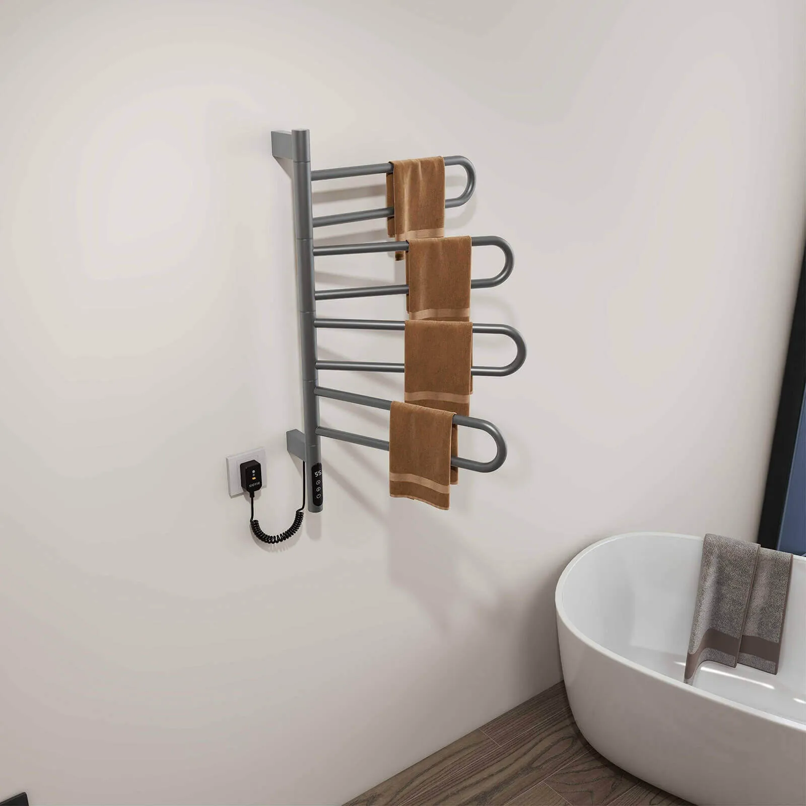 Modern Gray Wall Mounted Bathroom Towel Warmer