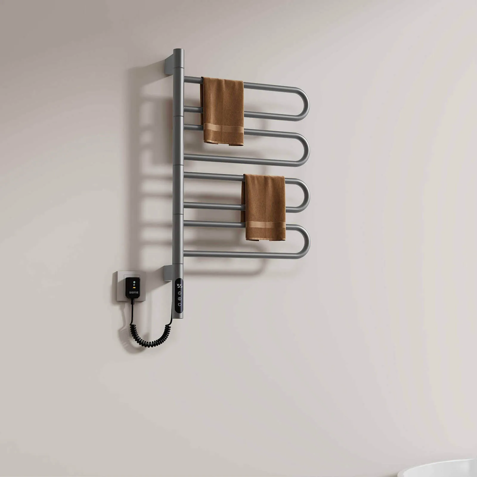 Modern Gray Wall Mounted Bathroom Towel Warmer