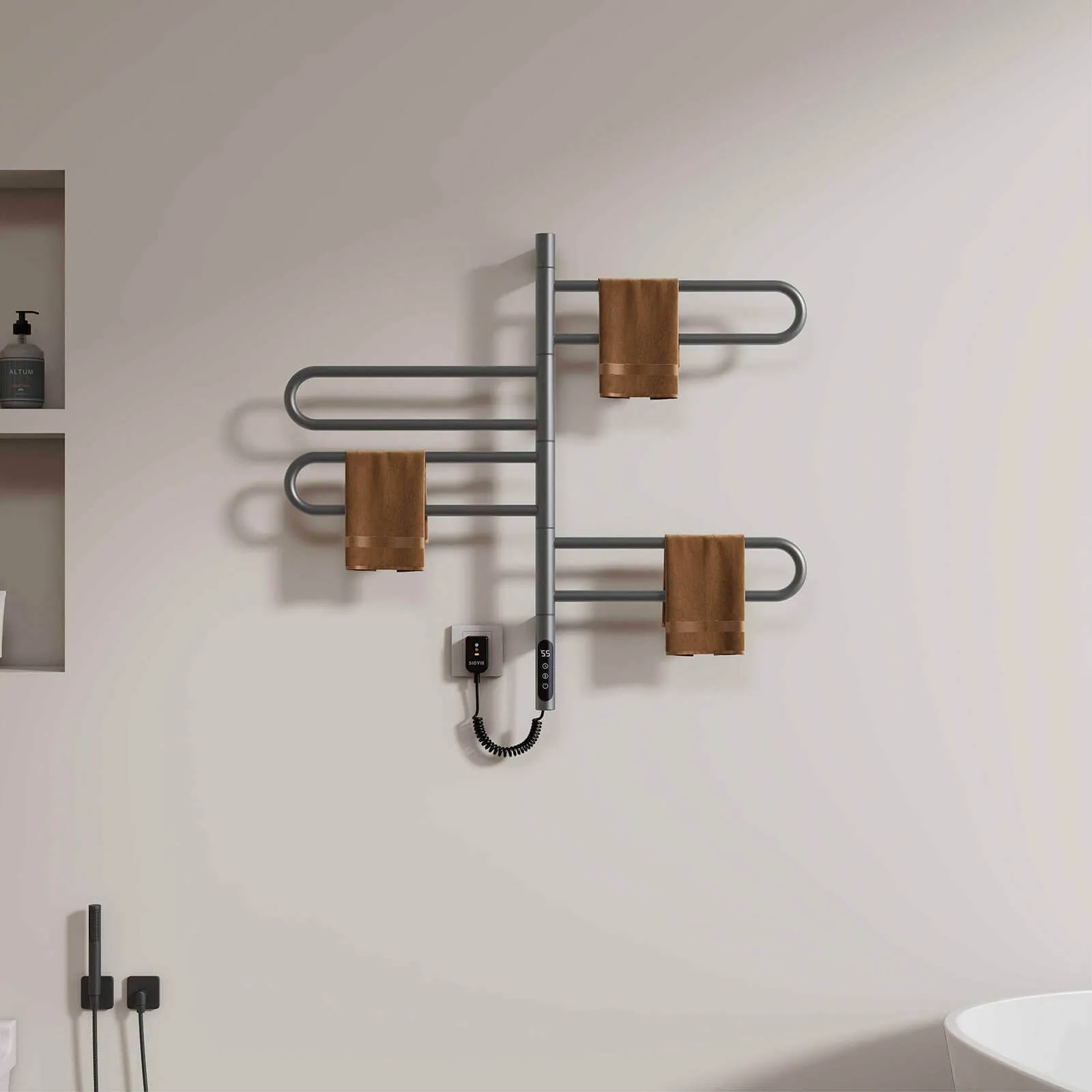 Modern Gray Wall Mounted Bathroom Towel Warmer