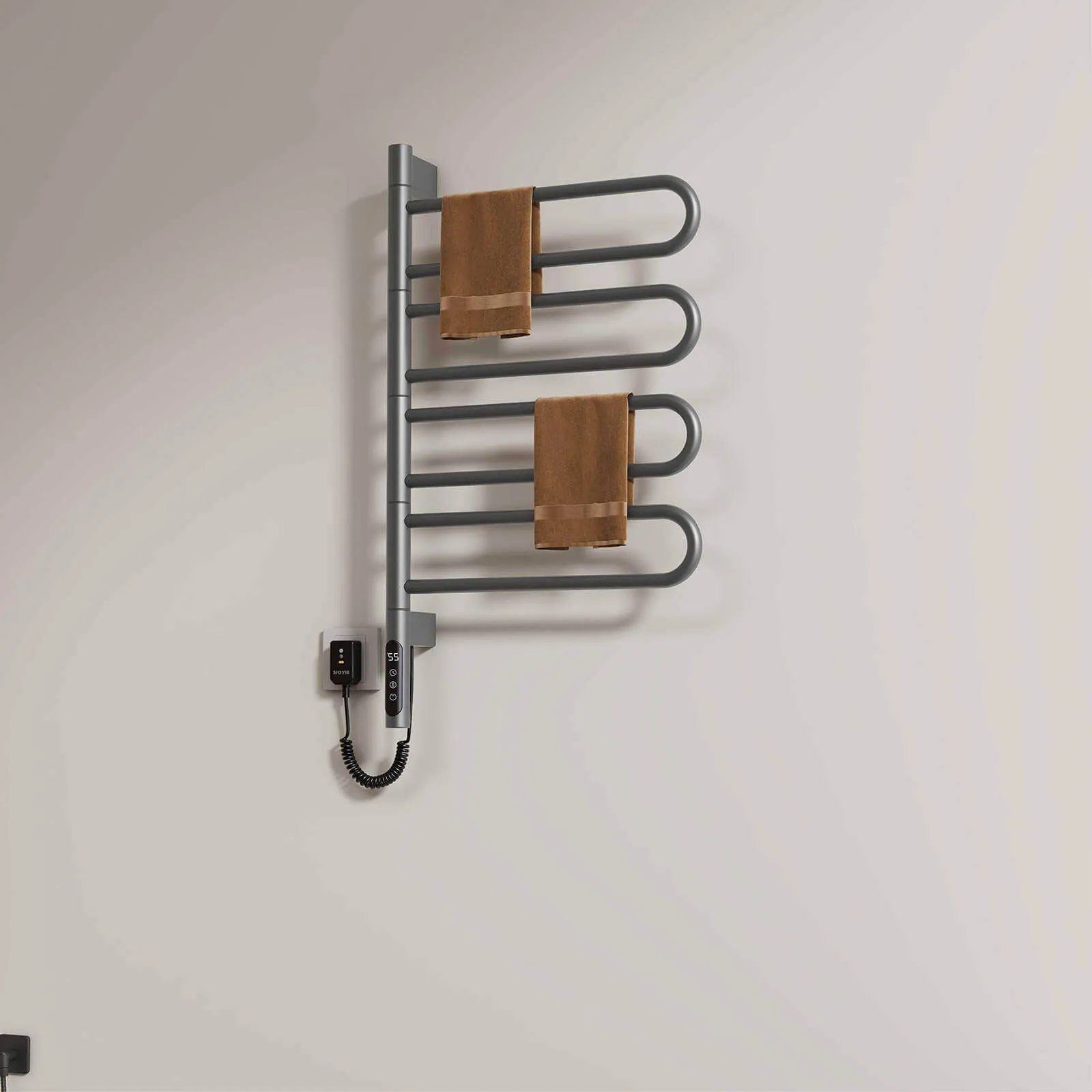 Modern Gray Wall Mounted Bathroom Towel Warmer