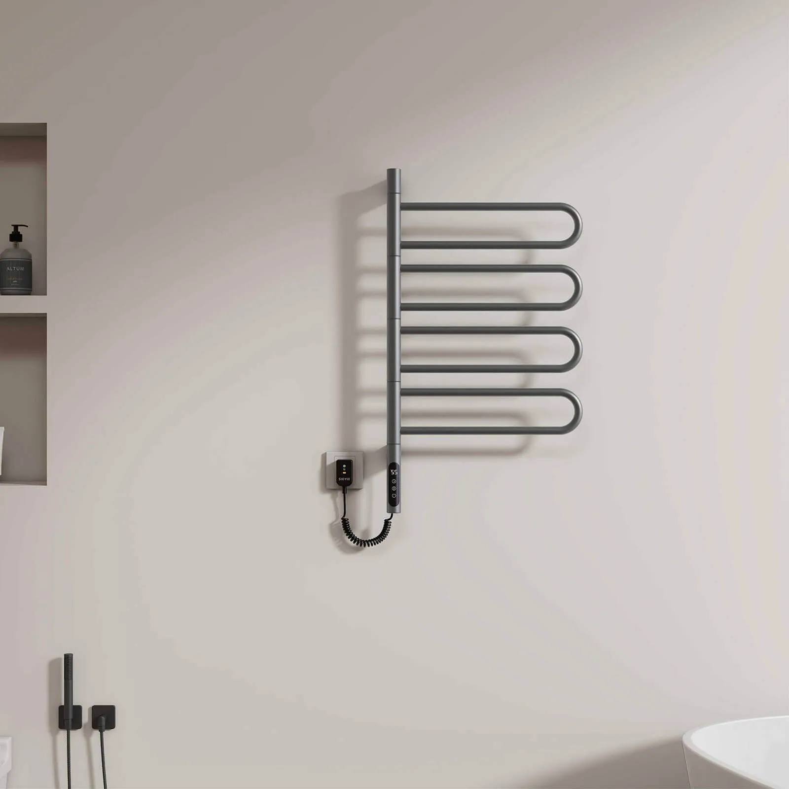 Modern Gray Wall Mounted Bathroom Towel Warmer