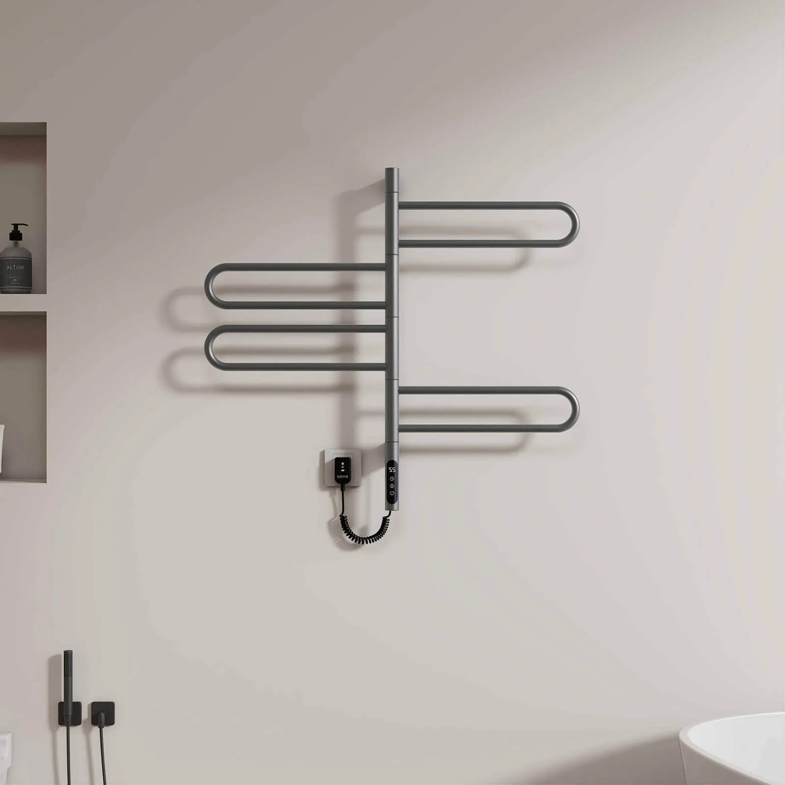 Modern Gray Wall Mounted Bathroom Towel Warmer