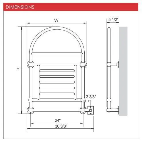 MYSON EUROPEAN TRADITION BALA EB29 Hardwired Towel Warmer - 31"w x 41"h