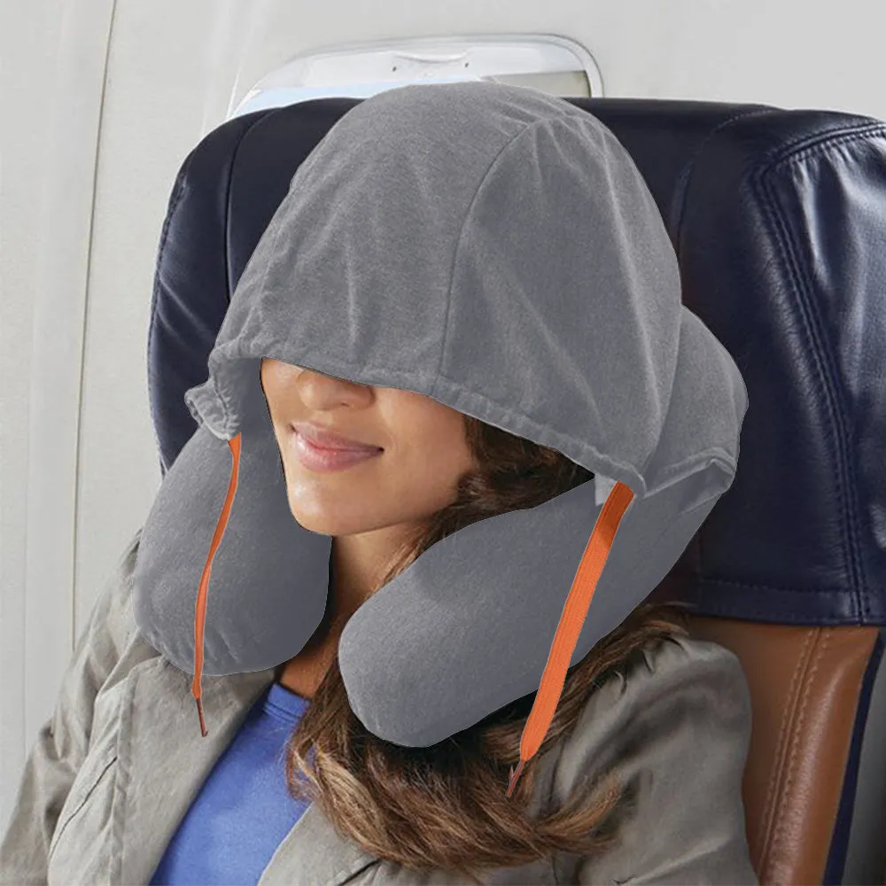 Neck Pillow with Drawstring Hood