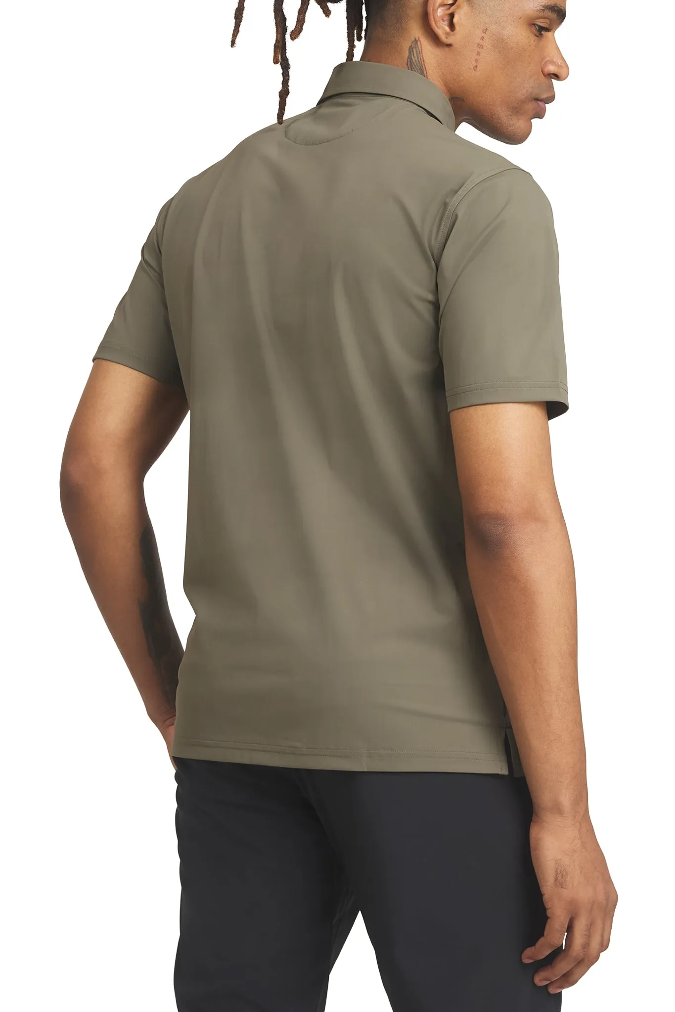 Olive Men's Snap Placket Polo