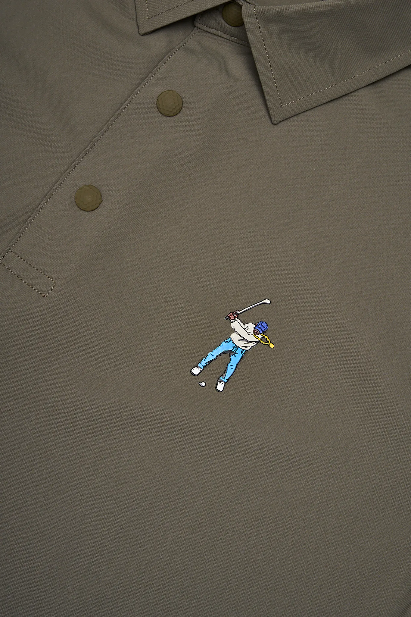 Olive Men's Snap Placket Polo