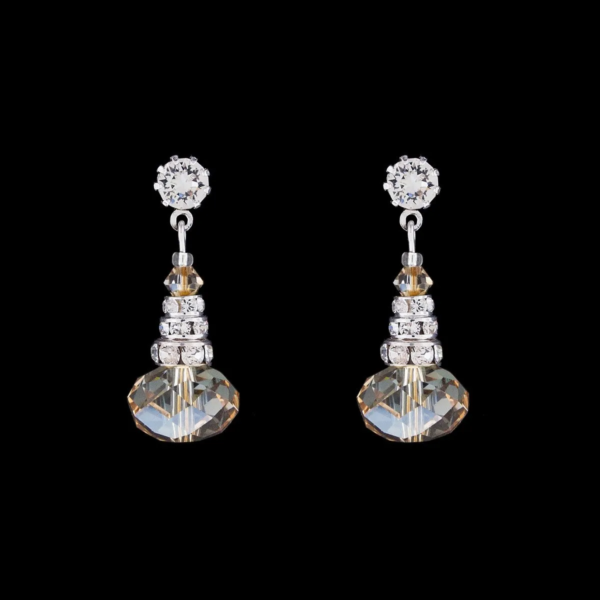 Oval Crystal Drop Earrings with Rondelles