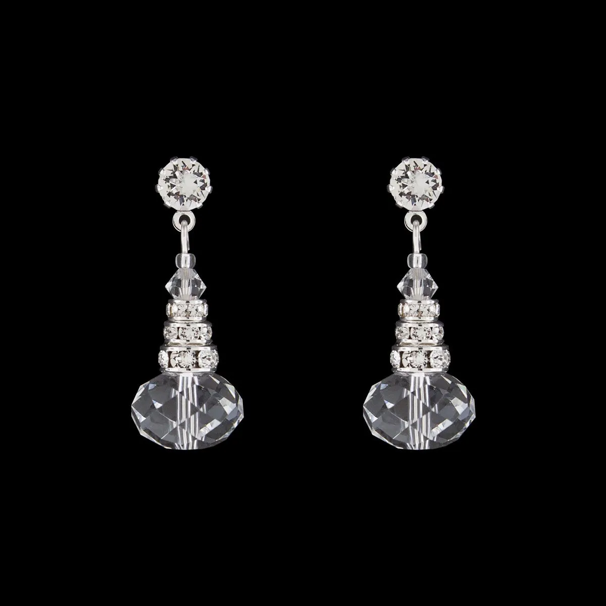 Oval Crystal Drop Earrings with Rondelles