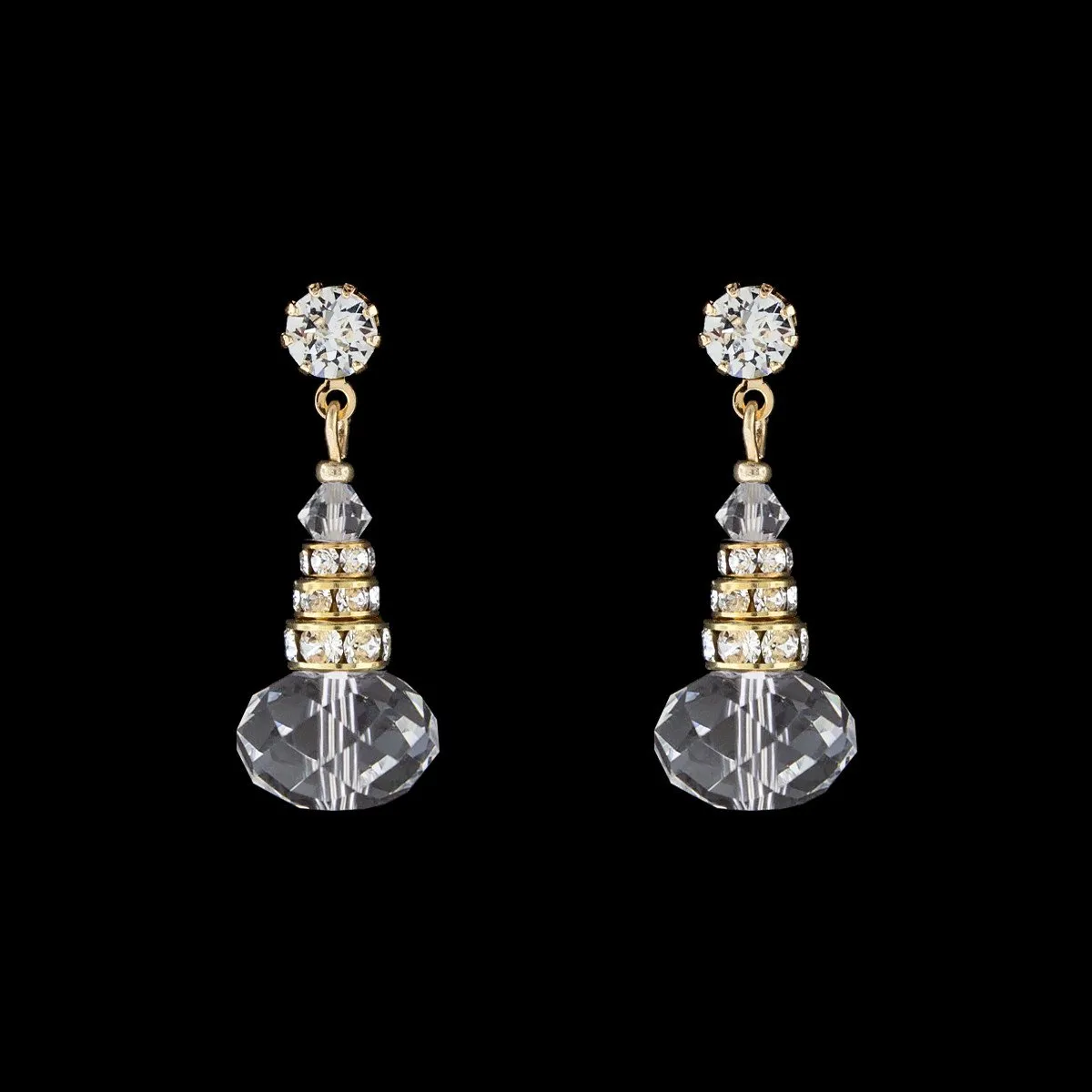 Oval Crystal Drop Earrings with Rondelles