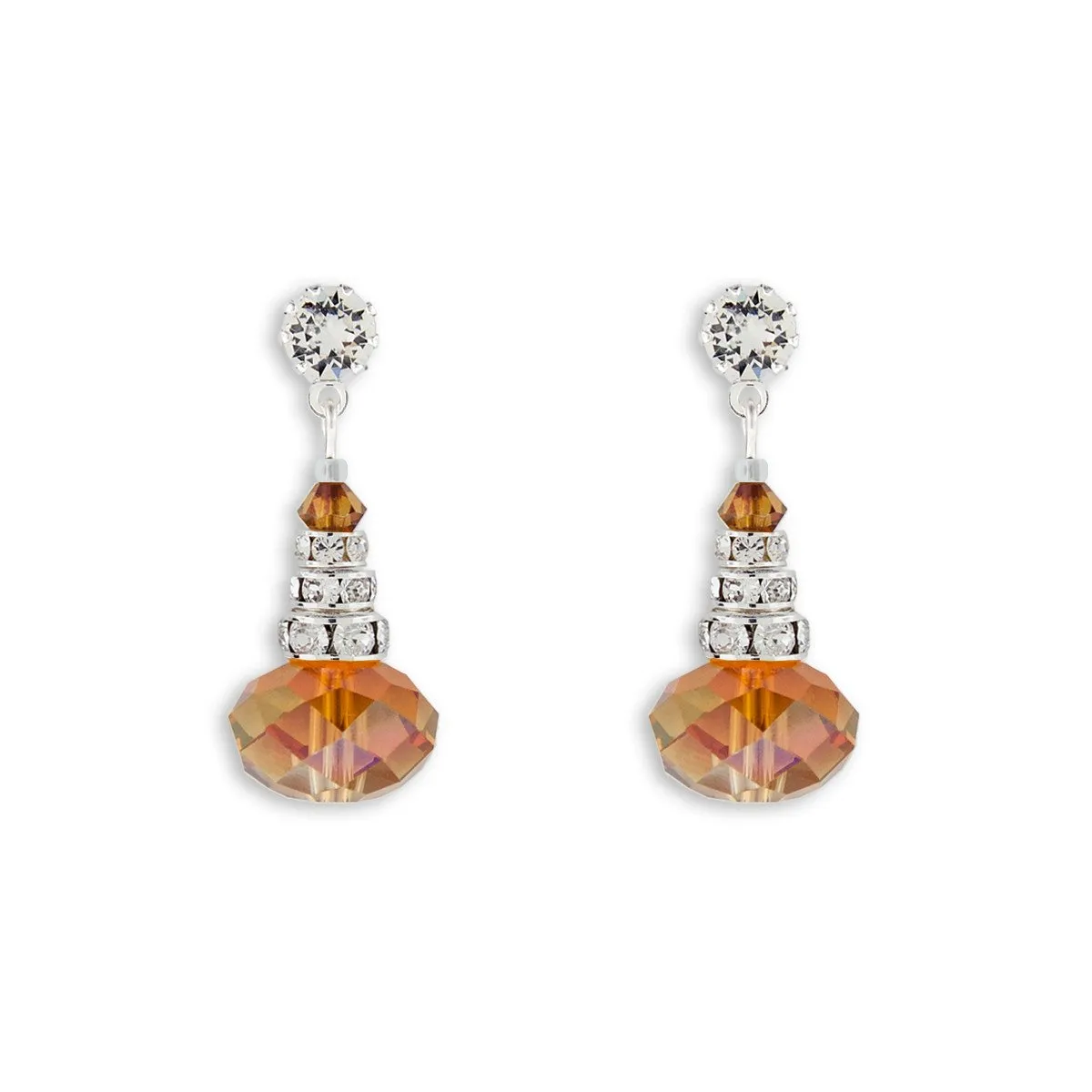 Oval Crystal Drop Earrings with Rondelles