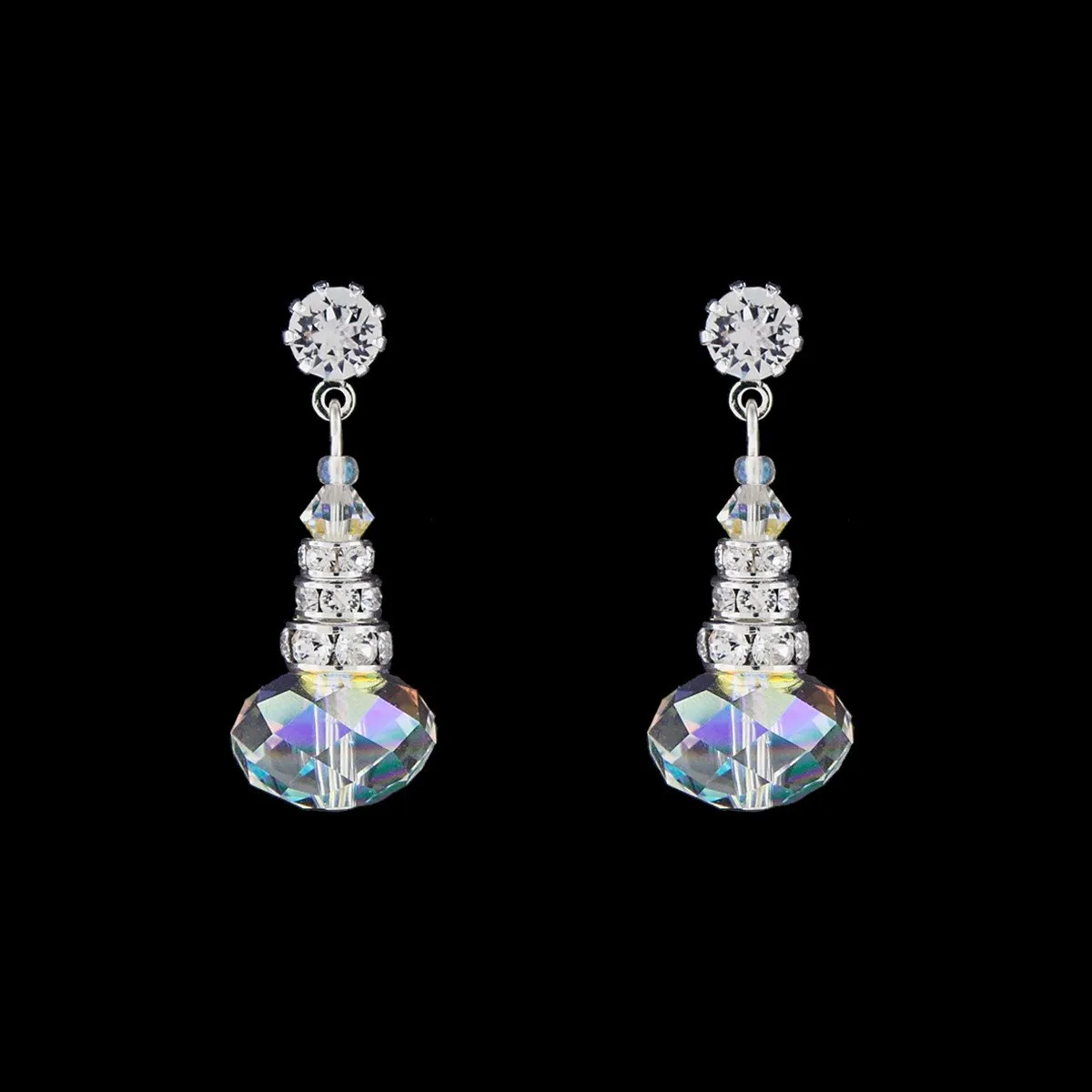 Oval Crystal Drop Earrings with Rondelles