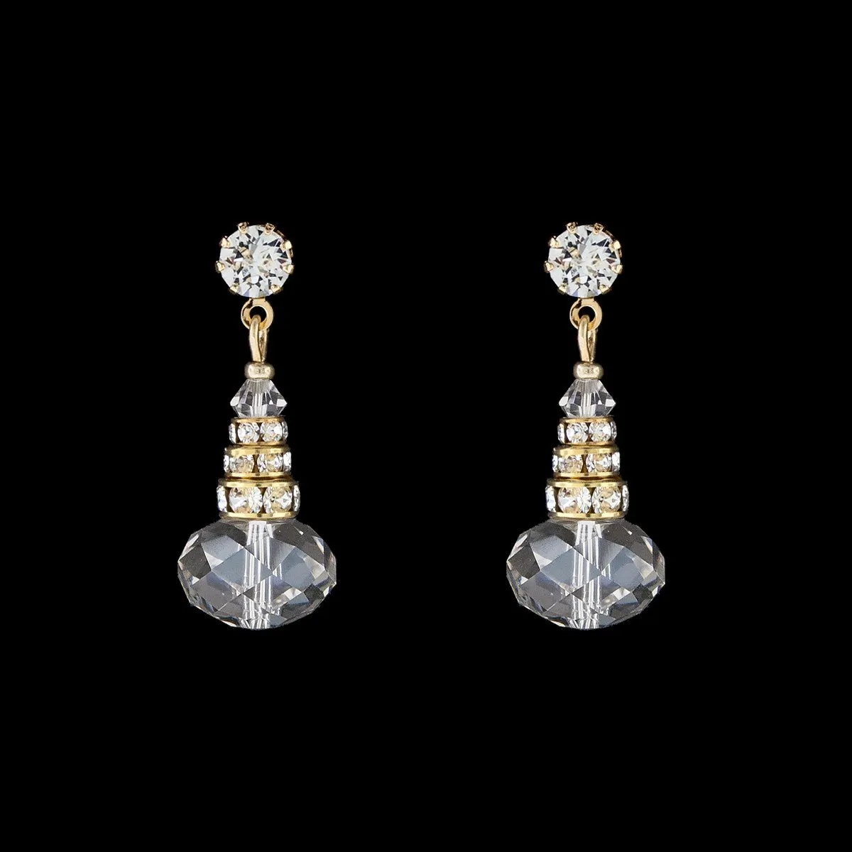 Oval Crystal Drop Earrings with Rondelles