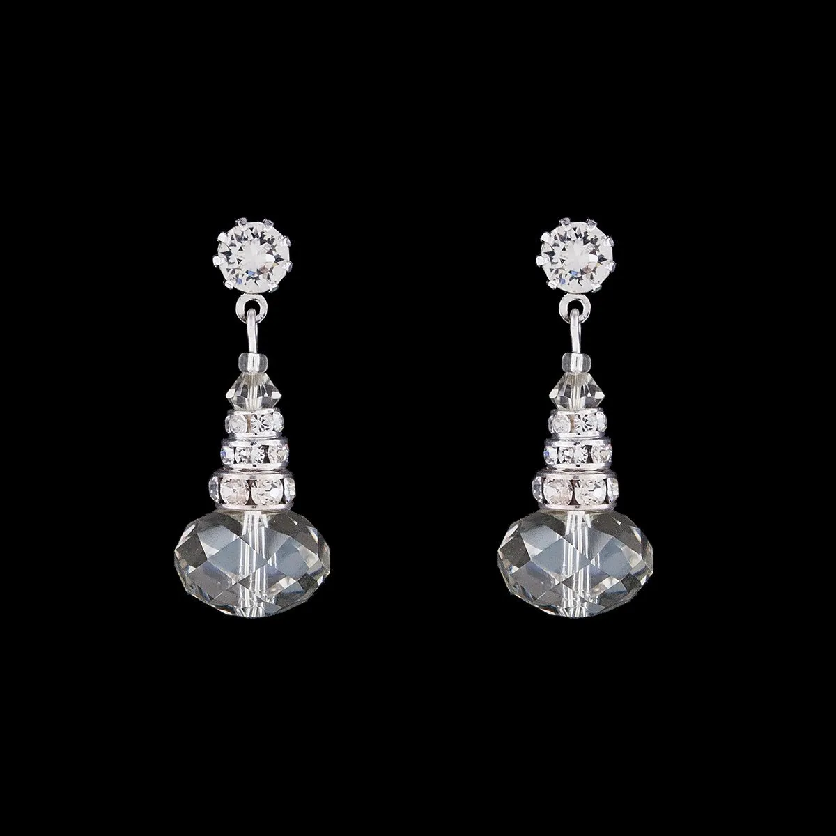 Oval Crystal Drop Earrings with Rondelles