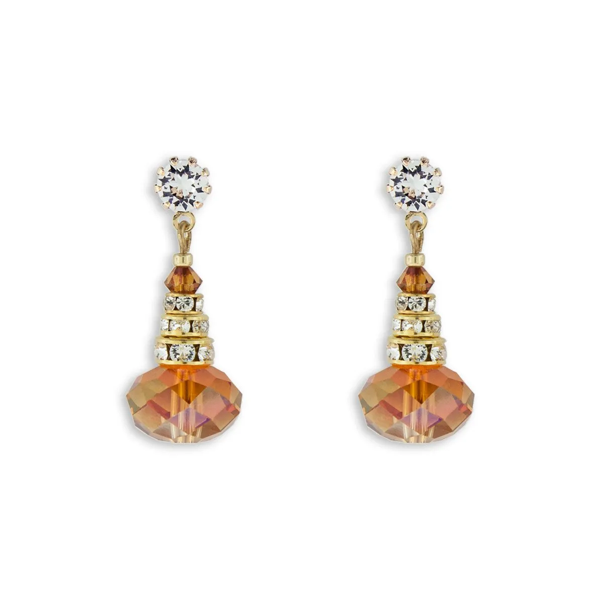 Oval Crystal Drop Earrings with Rondelles