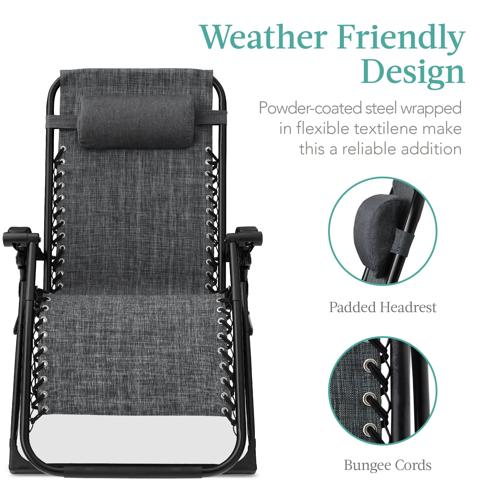 Oversized Zero Gravity Chair, Folding Outdoor Recliner w/ Removable Cushion