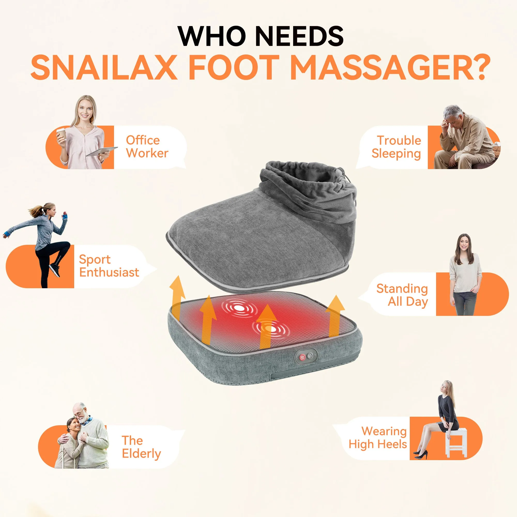 Snailax Vibration Foot Massager with Heat, Foot Warmer, with 3 Vibration Modes & 2 Heating Levels, Remote Control, Size 13 - SL-541