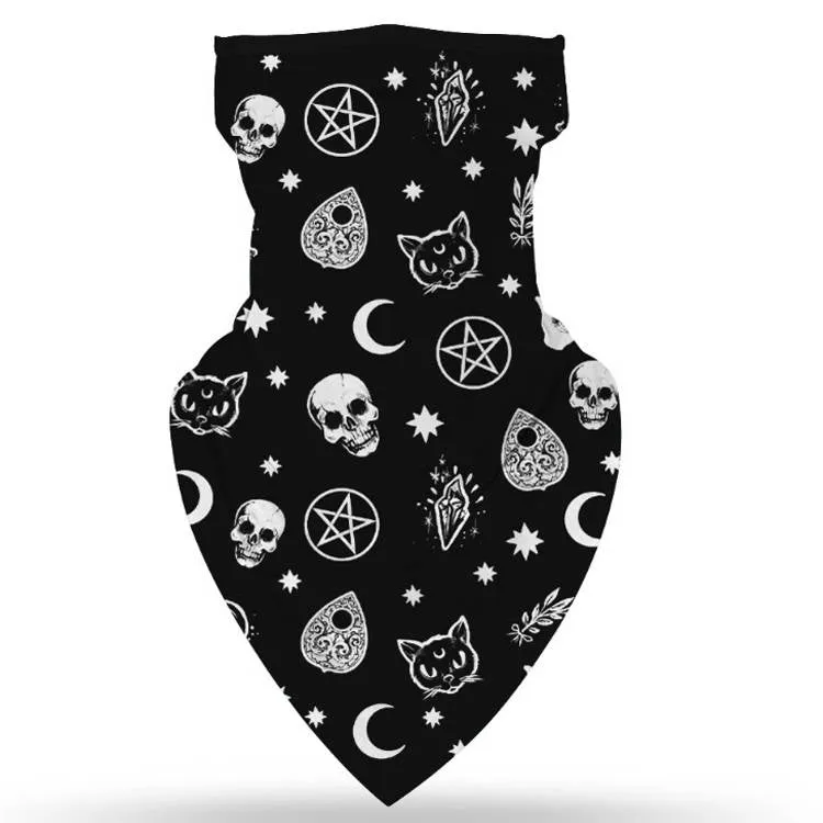 Unisex Face Scarf Bandana with Ear Loops Black Mystic