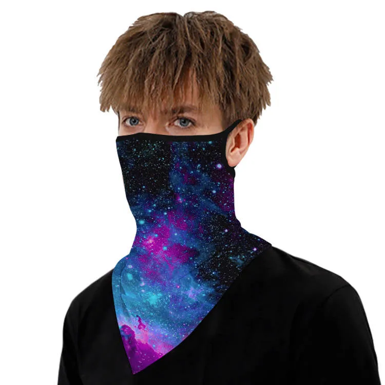 Unisex Face Scarf Bandana with Ear Loops Galaxy