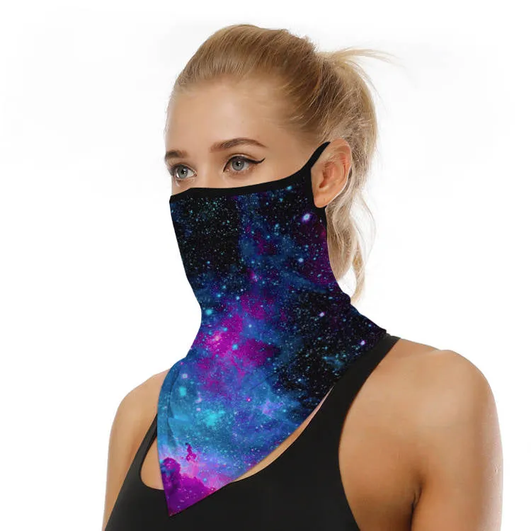 Unisex Face Scarf Bandana with Ear Loops Galaxy