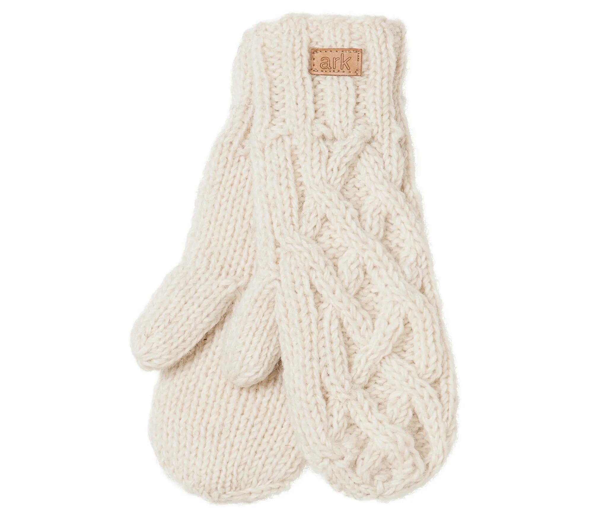 Warm White wool  Mittens, Wool Hand Warmers, Cable Knit, Fleece lined inside