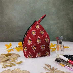 Weavers Nest Pouch Small Red with Sandal Paisley Prints Design