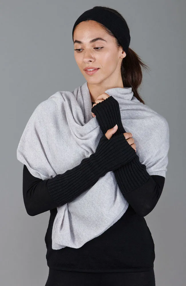 Womens Merino Activewear Ribbed Fingerless Gloves