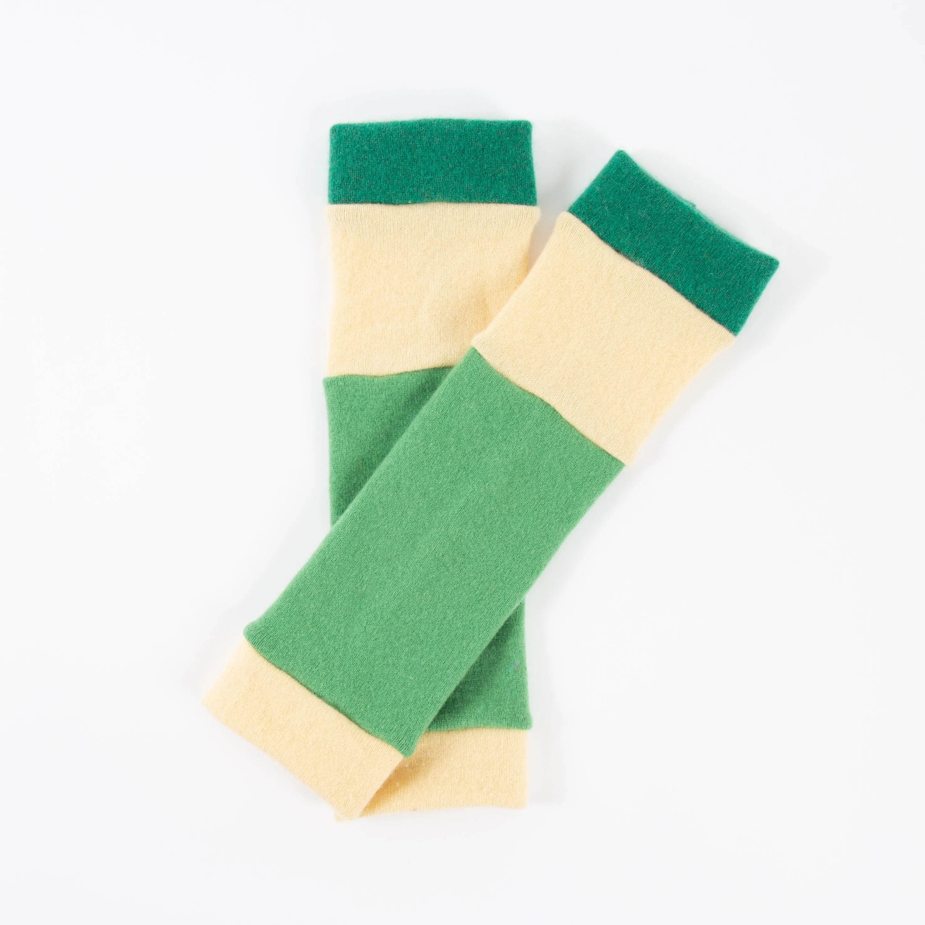 Yellow and Green Cashmere Ankle Warmers