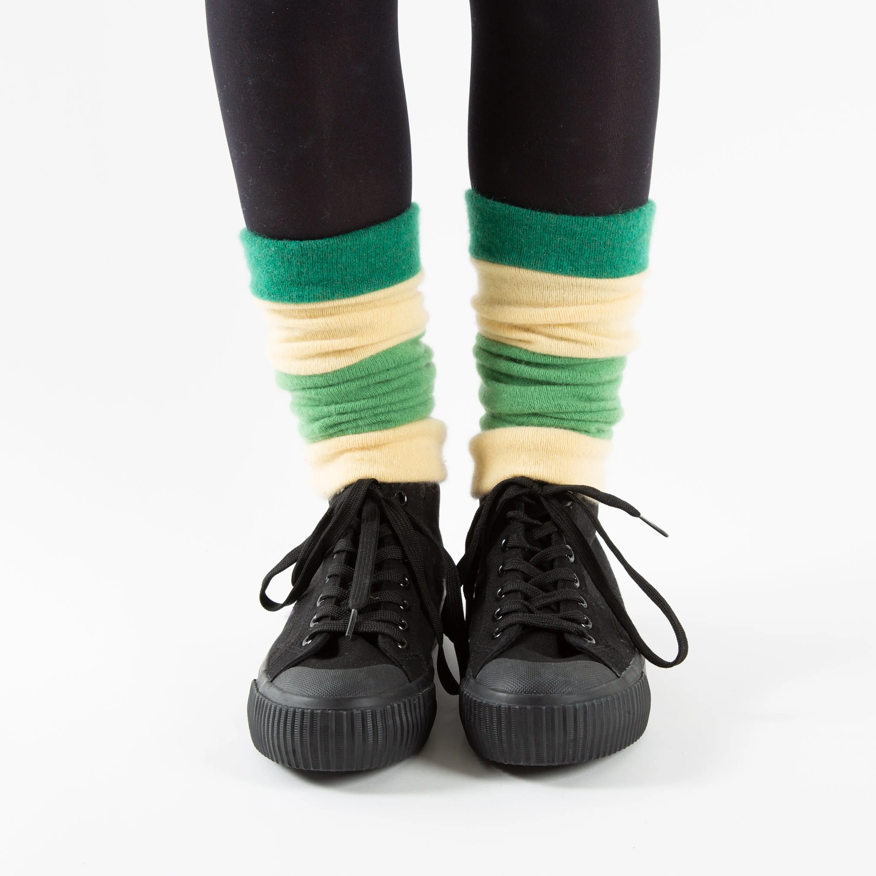 Yellow and Green Cashmere Ankle Warmers